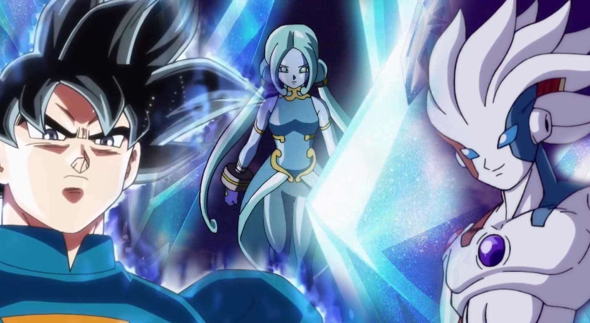 Dragon Ball Heroes, cosmic battle scene, glowing energy beams, HD Desktop Wallpaper