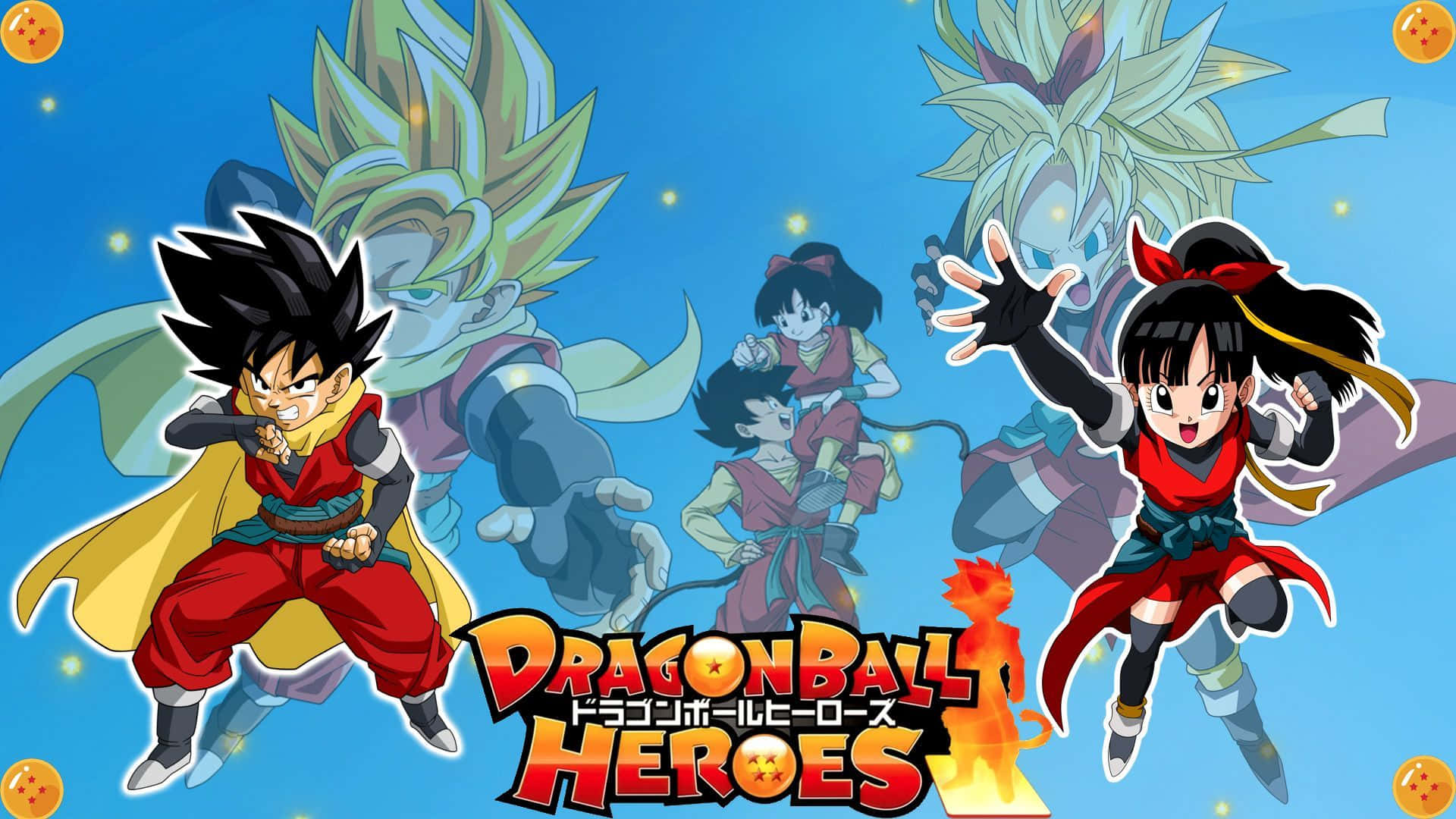 Dragon Ball Heroes, starry blue sky, glowing orbs, Full HD Desktop Wallpaper
