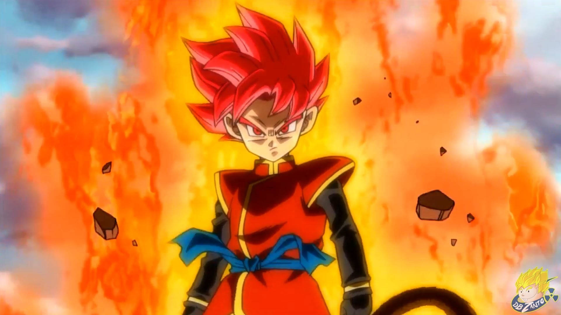 Dragon Ball Heroes, spiky red hair, red eyes, Full HD Desktop Wallpaper