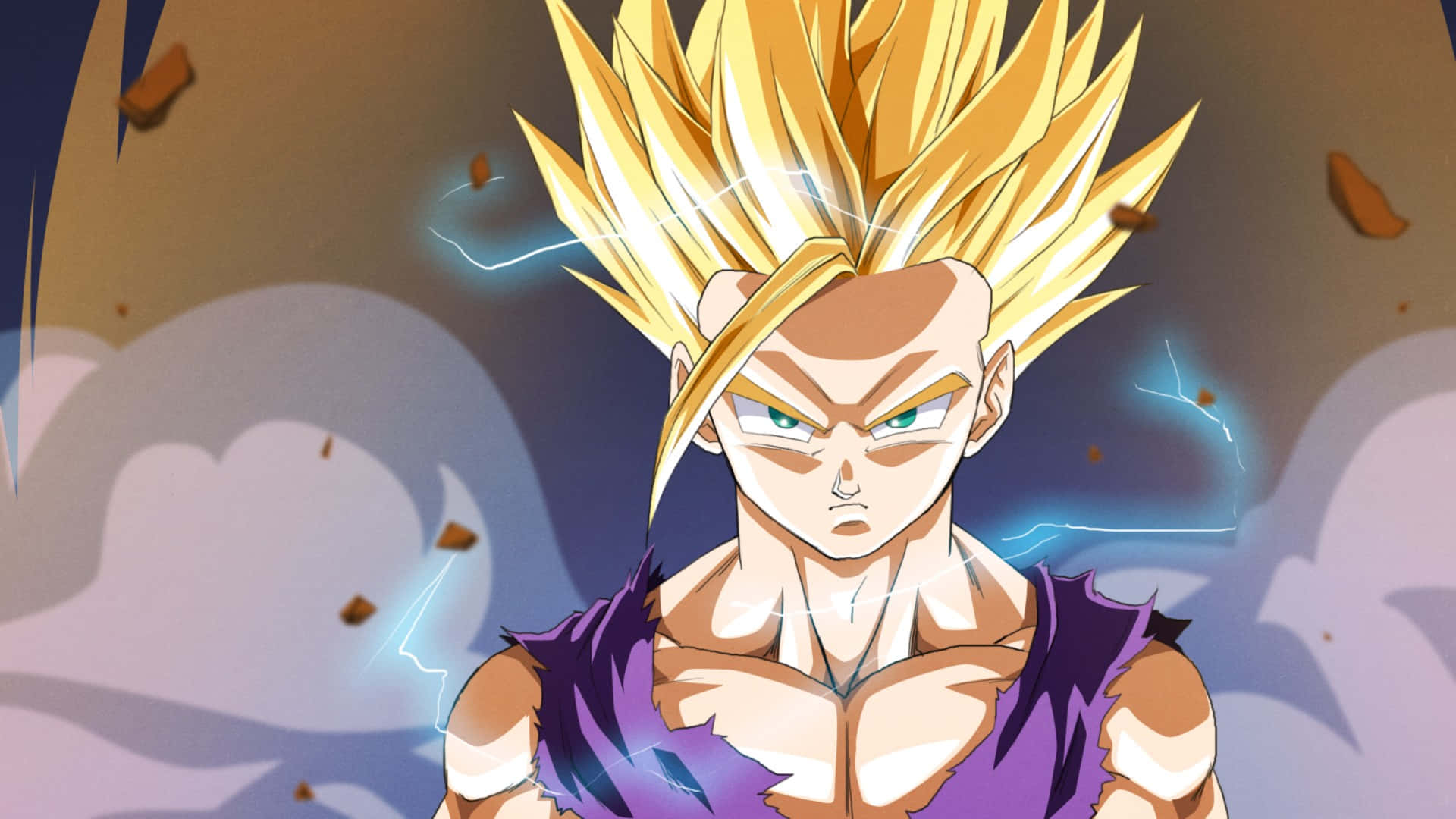 Dragon Ball Z Heroes, spiky golden hair, glowing blue energy, Full HD Desktop Wallpaper
