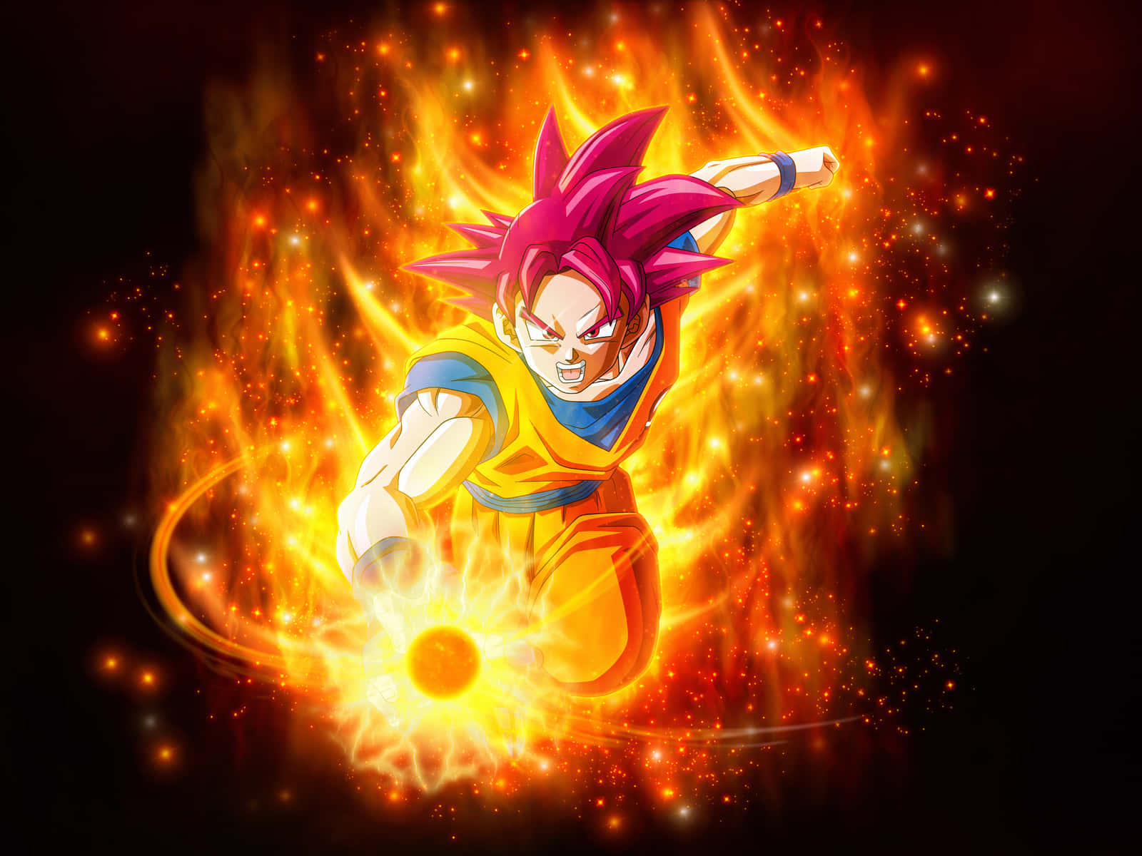 Dragon Ball Z, pink hair, fiery energy, HD Desktop Wallpaper