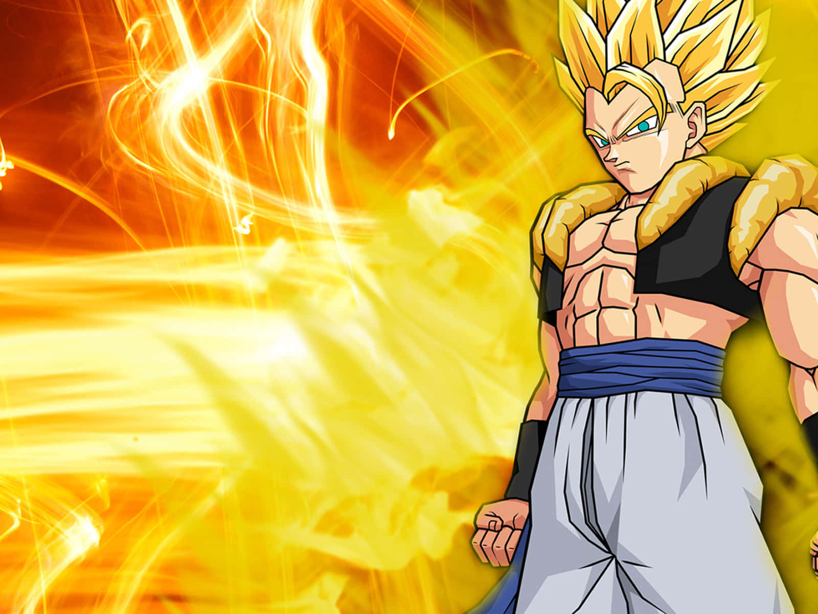 Dragon Ball Z, spiky golden hair, blazing orange and yellow energy aura, HD Desktop Wallpaper