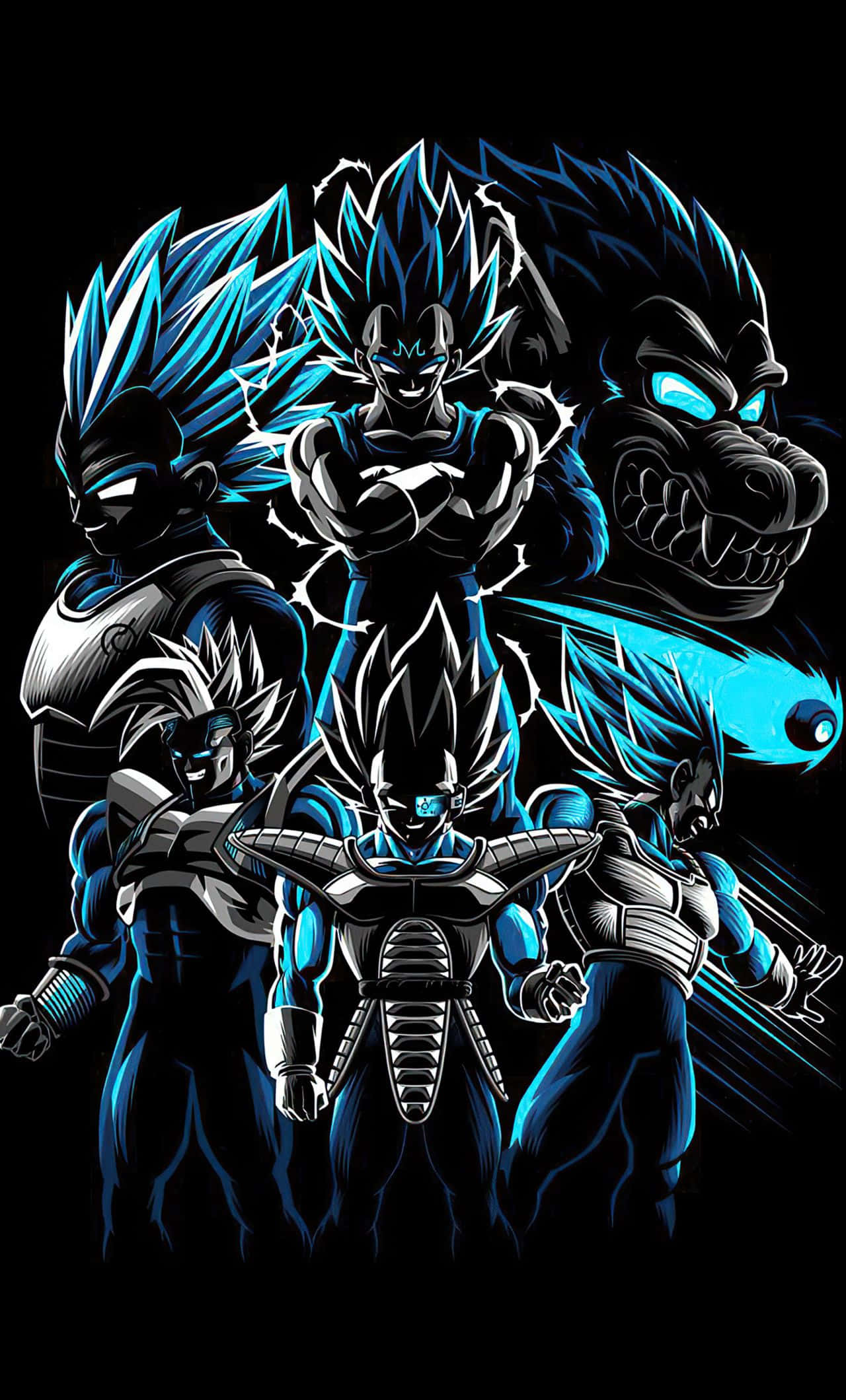 Dragon Ball, iPhone, blue-haired Saiyan warriors, Full HD Phone Wallpaper