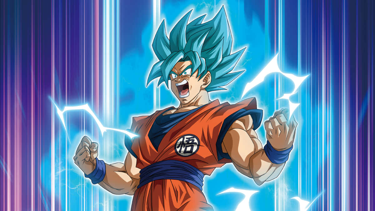 Dragon Ball, blue-haired anime warrior, orange gi, SD Desktop Wallpaper