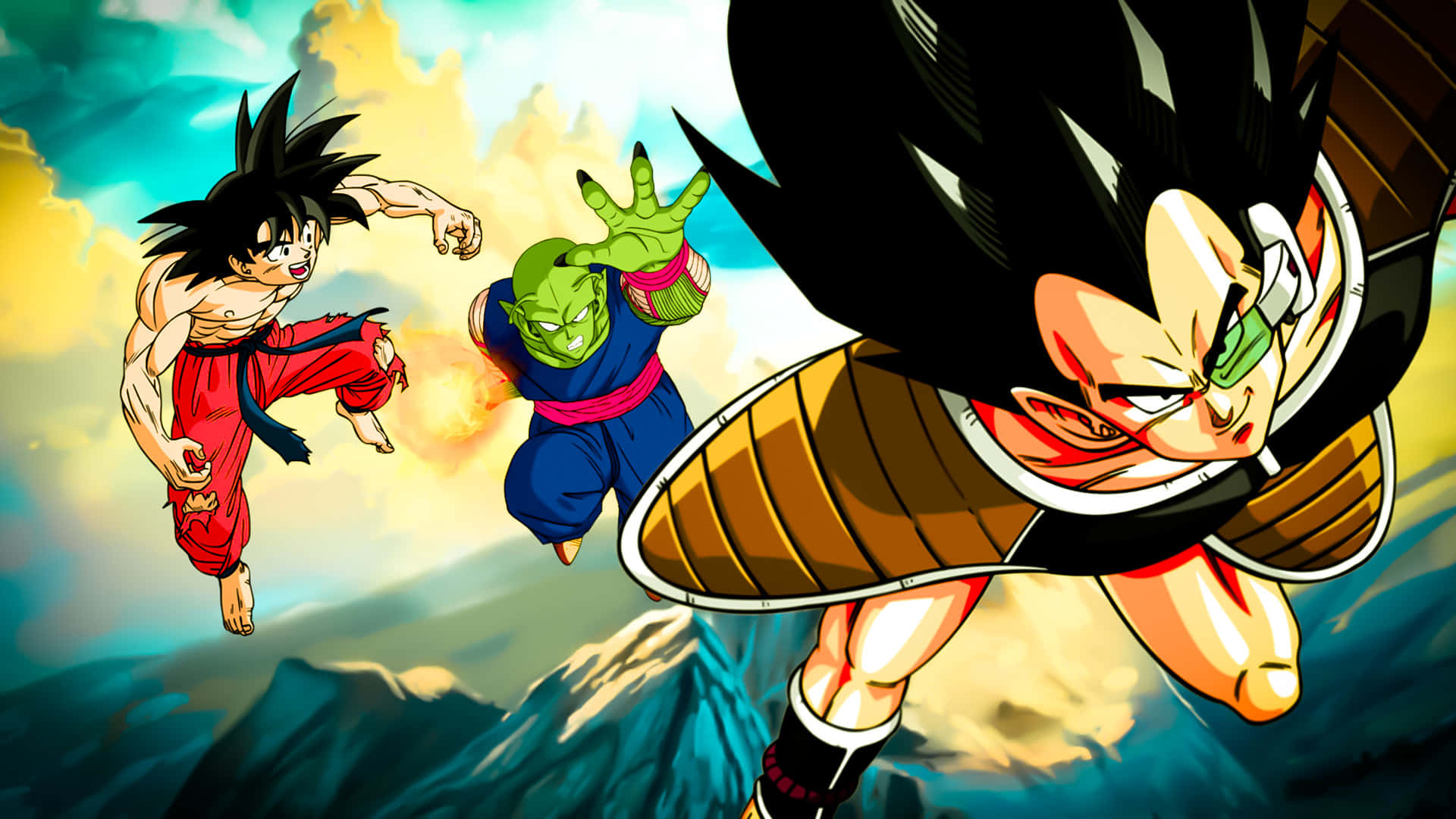 Dragon Ball Landscape, anime warriors, vibrant sky, Full HD Desktop Wallpaper