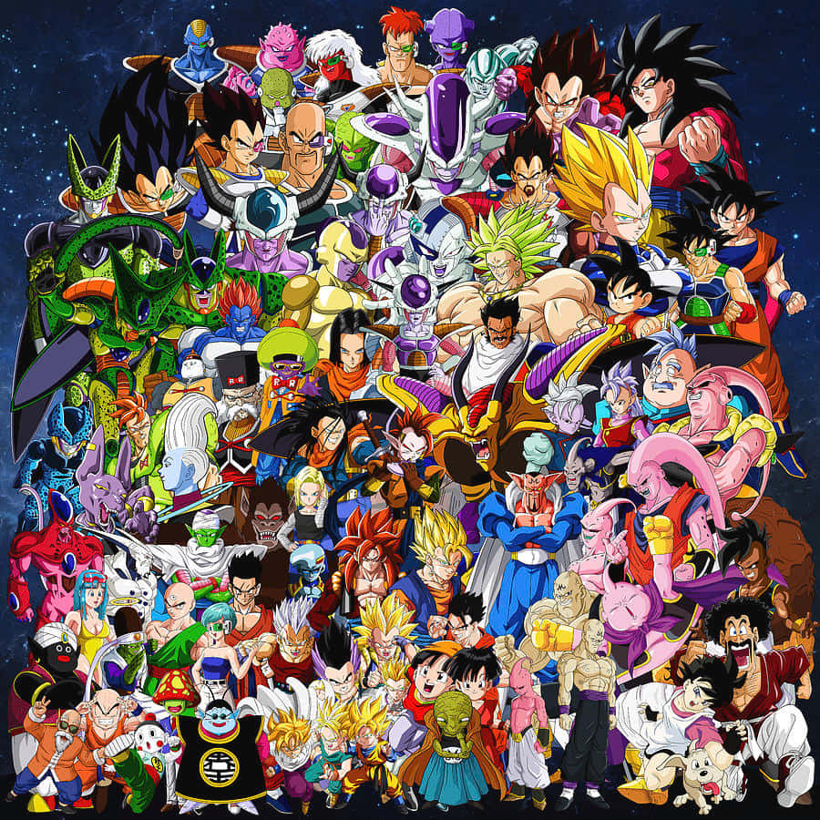 Dragon Ball, Dragon Ball characters, starry cosmic backdrop, SD Desktop Wallpaper
