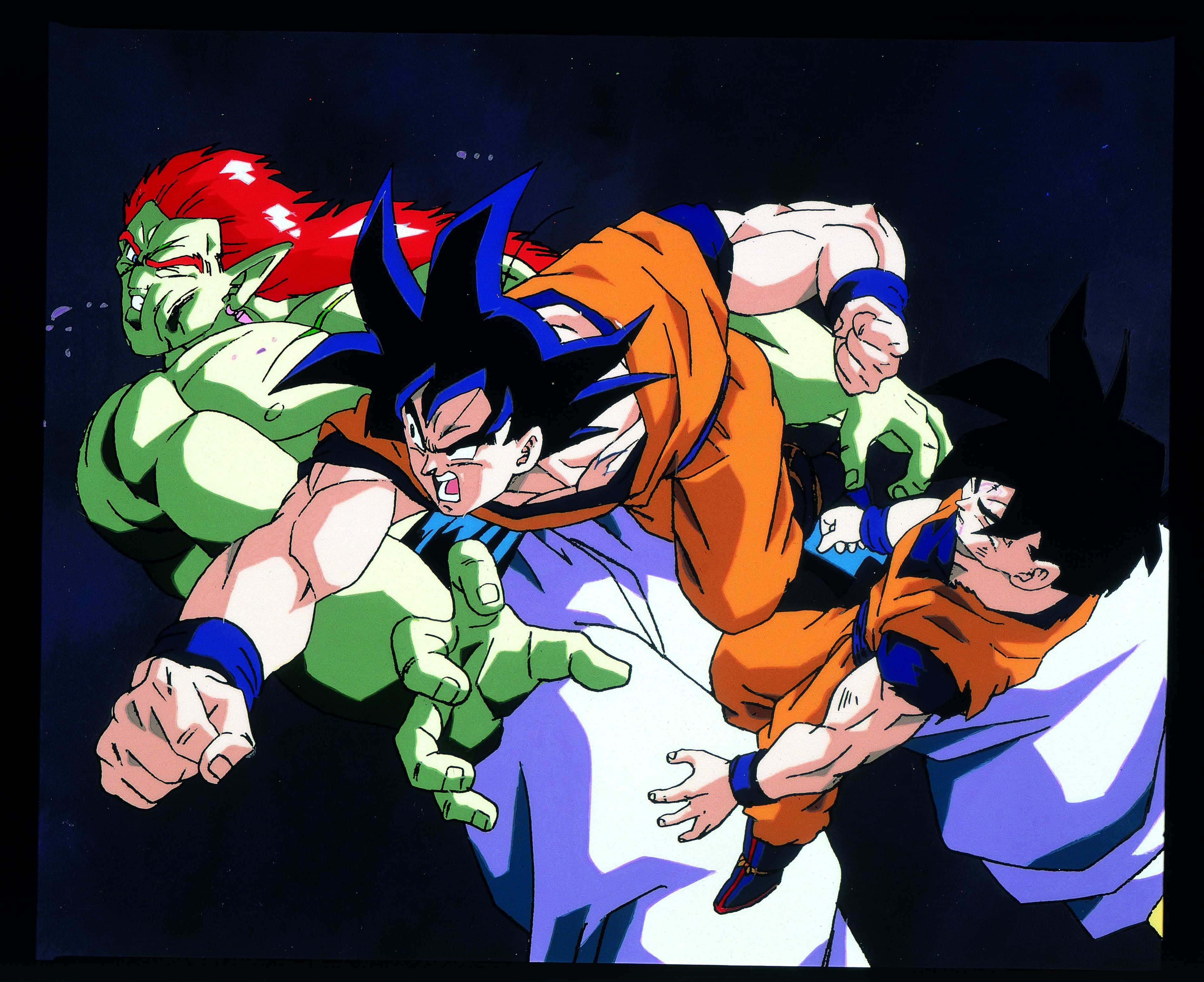 Dragon Ball Movies, orange and green battle gear, starry night sky, 2K Desktop Wallpaper