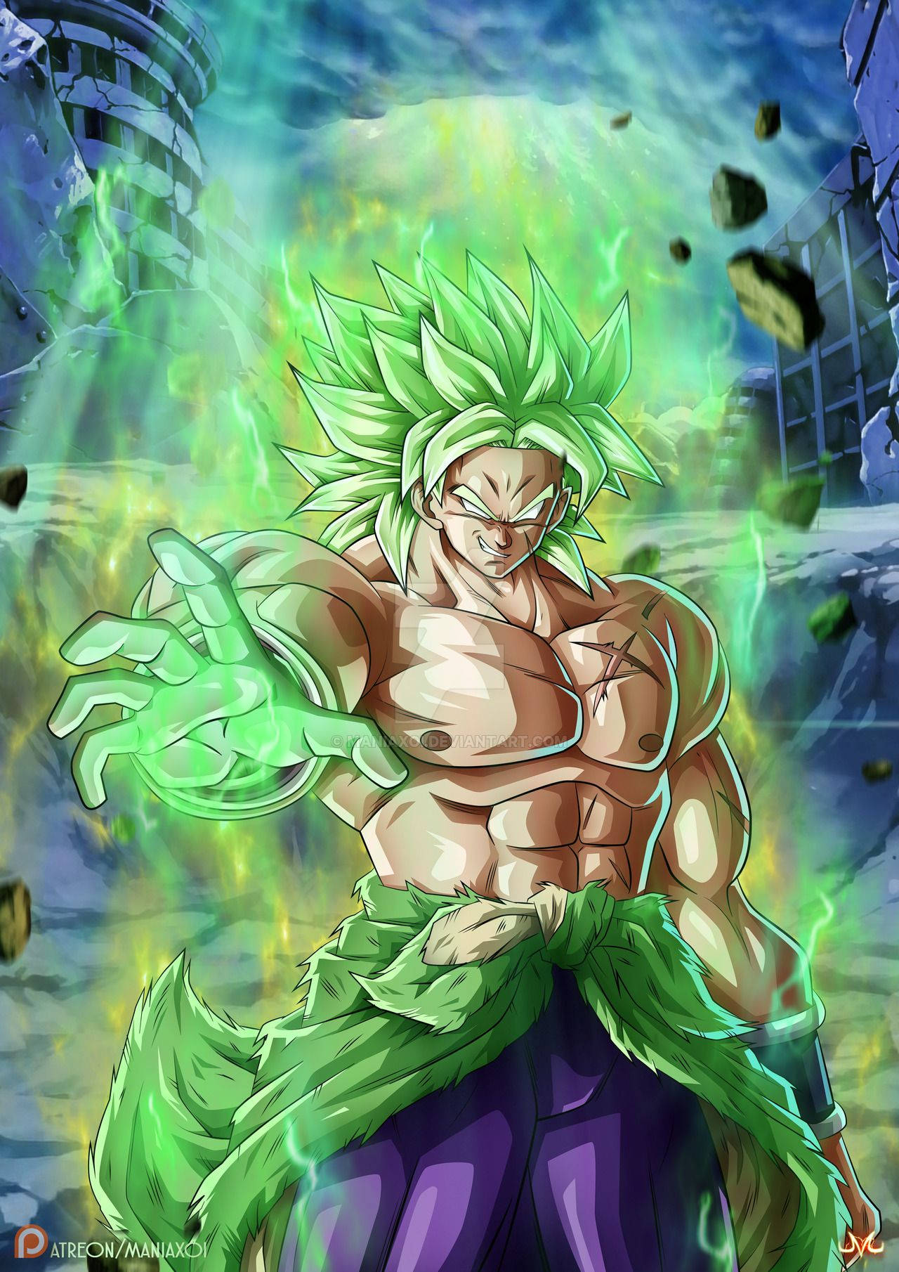 Broly, Dragon Ball Super, green-haired, HD Phone Wallpaper