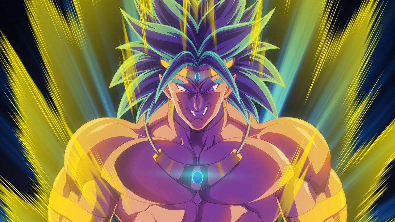 Dragon Ball Super Broly, spiky purple and green hair, golden energy, HD Desktop Wallpaper