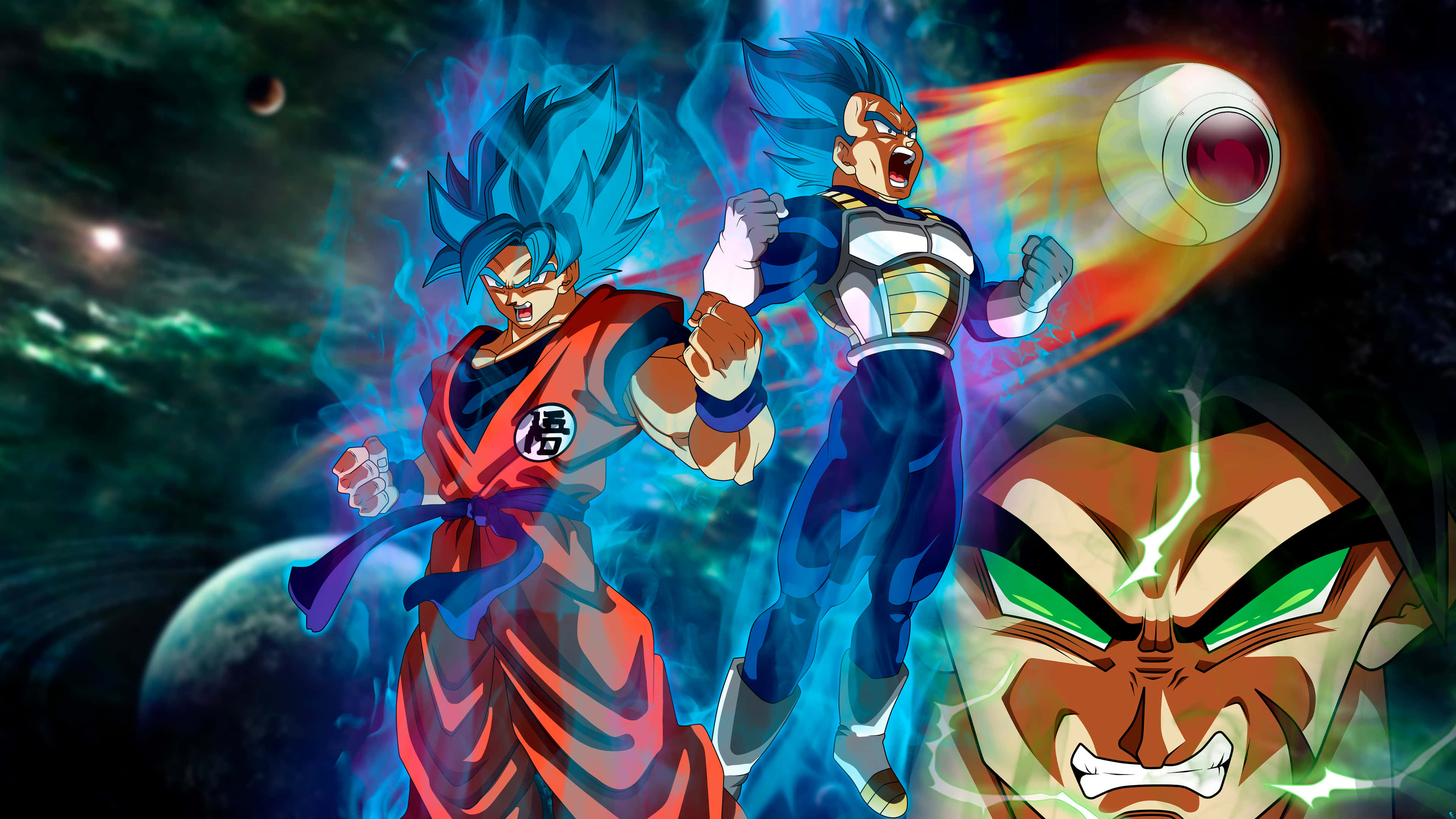 Dragon Ball Super, Saiyan warriors, blue-haired, 4K Desktop Wallpaper