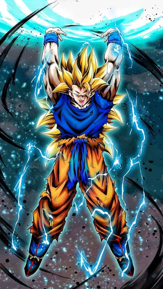 Dragon Ball Super, golden-haired warrior, blue and orange armor, SD Phone Wallpaper