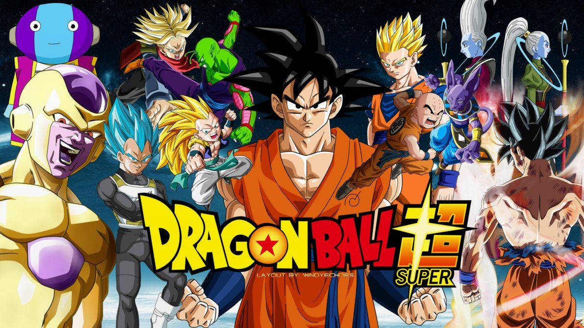 Dragon Ball Super, anime characters, starry cosmic backdrop, SD Desktop Wallpaper