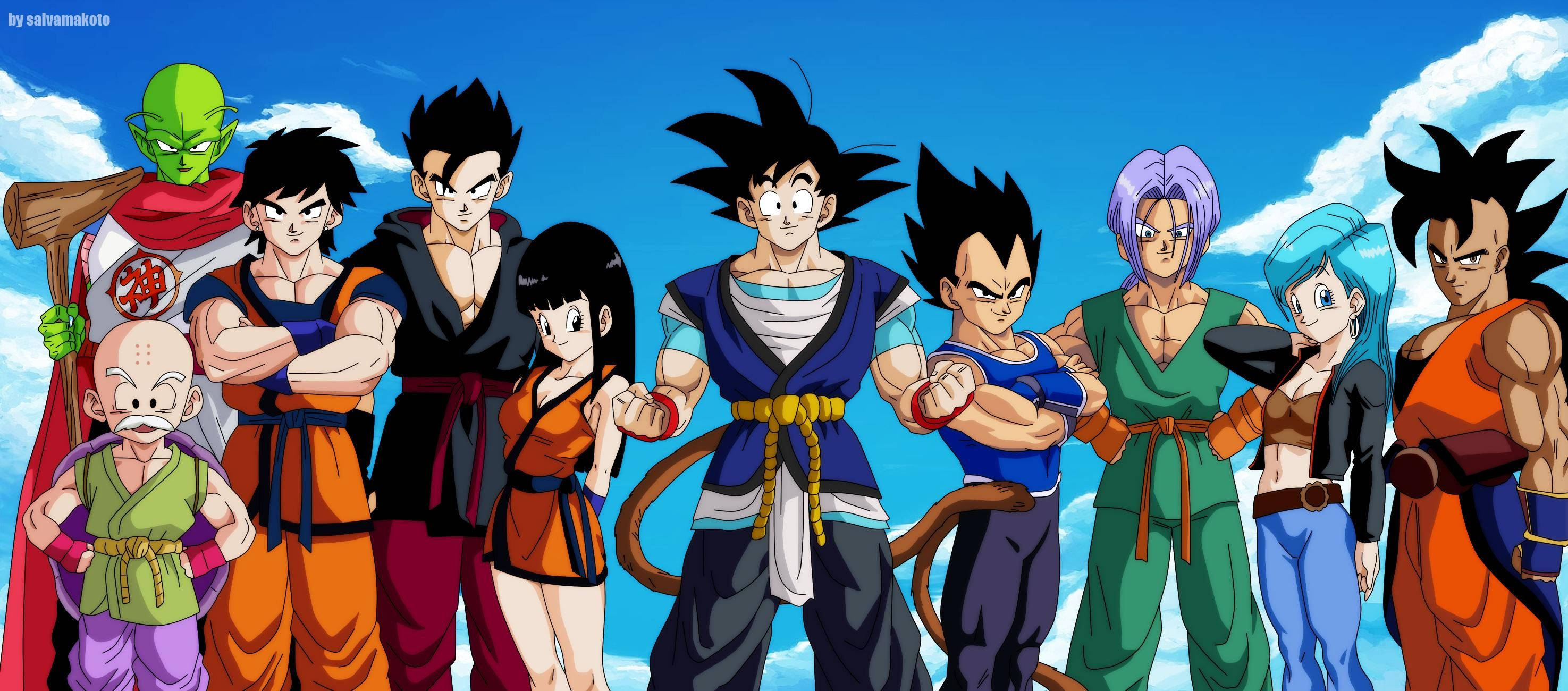 Dragon Ball Super, anime group, Dragon Ball characters, 2K Desktop Wallpaper