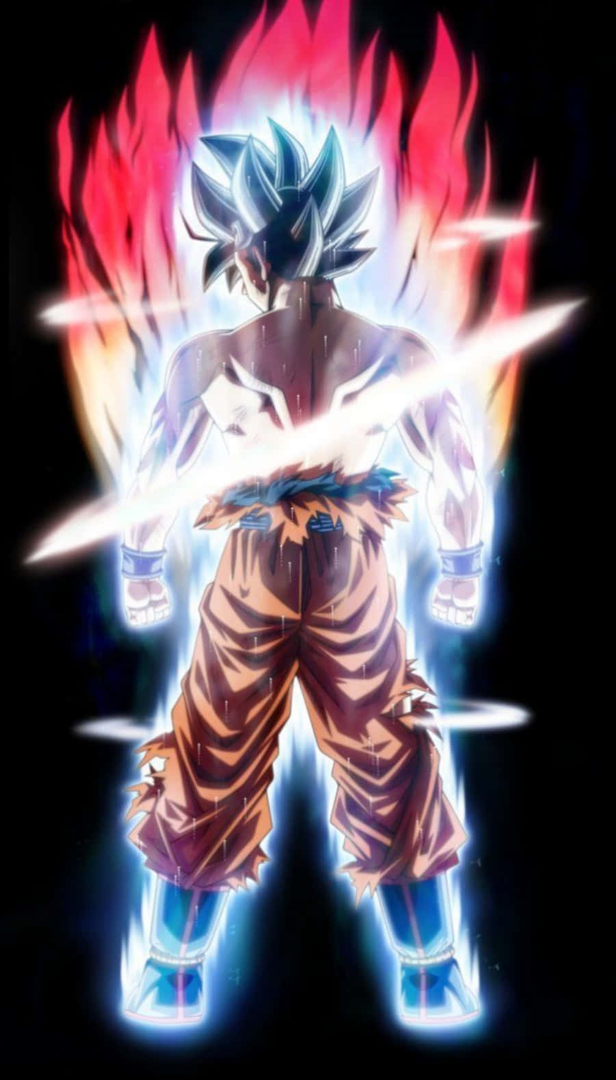 Dragon Ball Super iPhone, fiery red energy, glowing blue energy, HD Phone Wallpaper