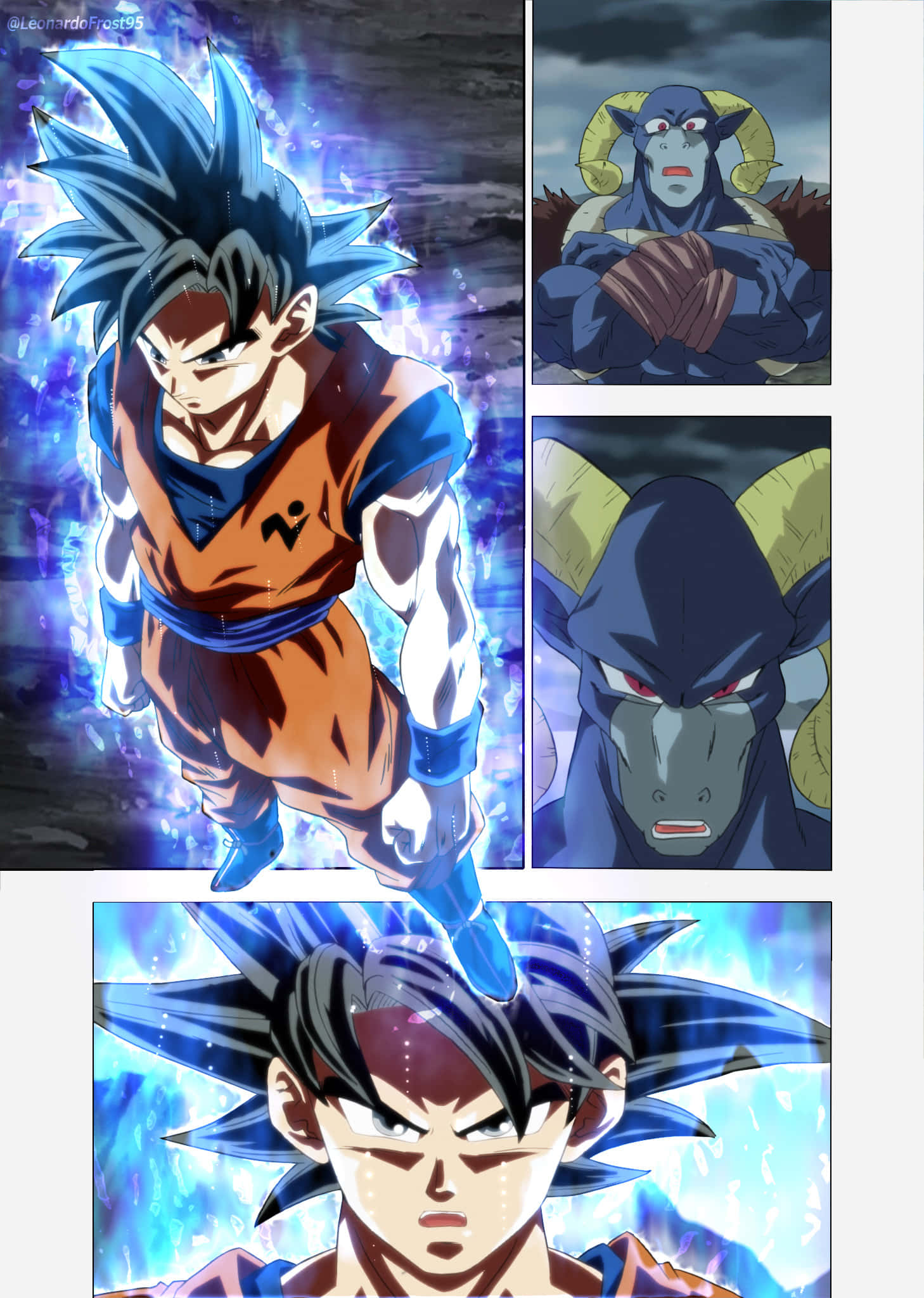 Dragon Ball Super Manga, spiky blue hair, orange gi, Full HD Phone Wallpaper