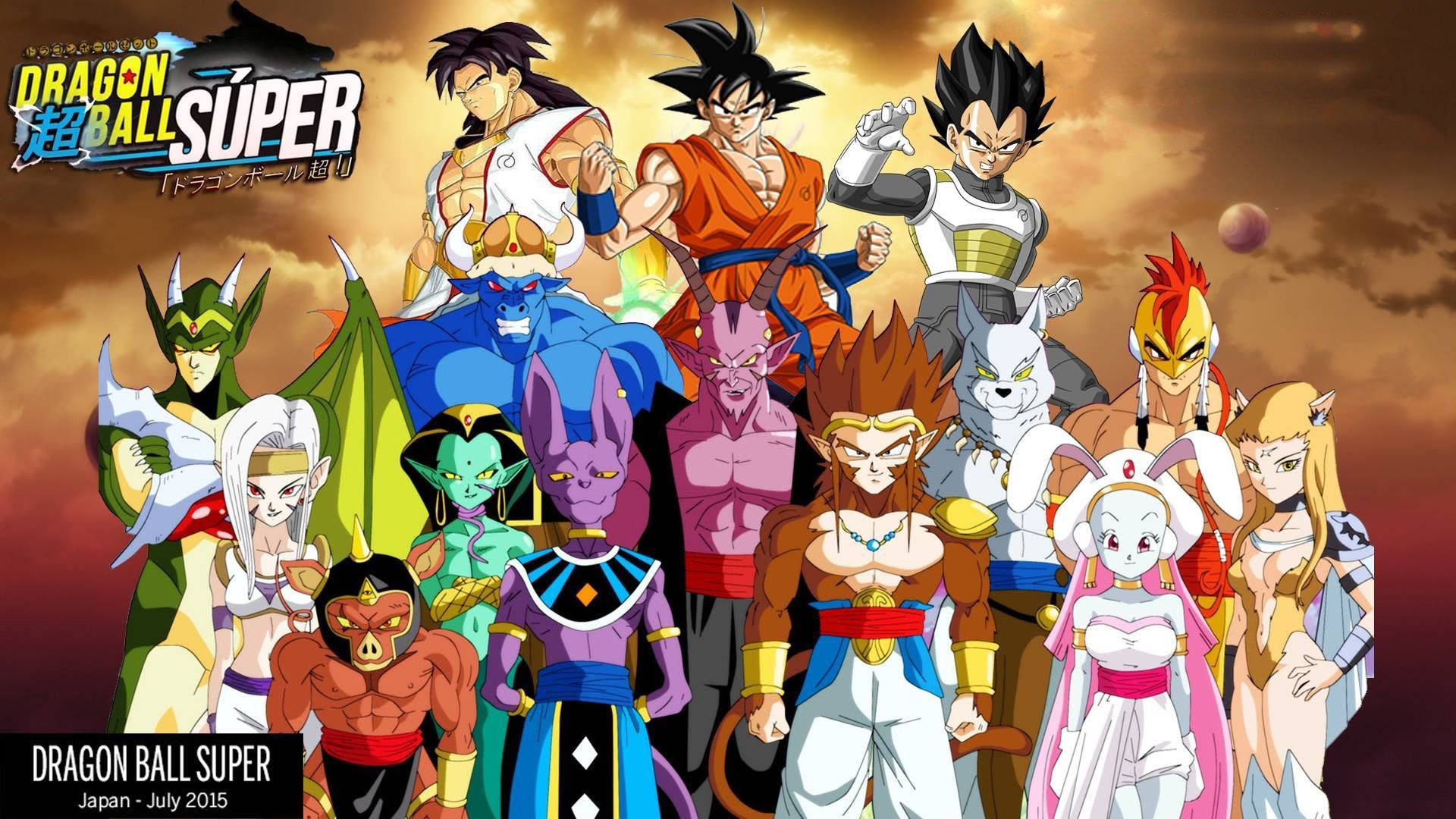 Dragon Ball Super, characters, fiery sunset sky, Full HD Desktop Wallpaper