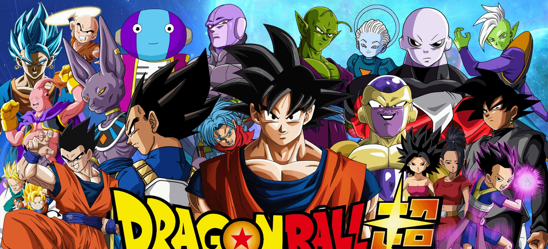Dragon Ball Super, Universe 6, cosmic blue background, Full HD Desktop Wallpaper