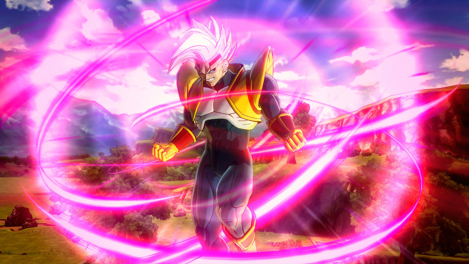 Dragon Ball Xenoverse 2, white hair, glowing pink energy, Full HD Desktop Wallpaper