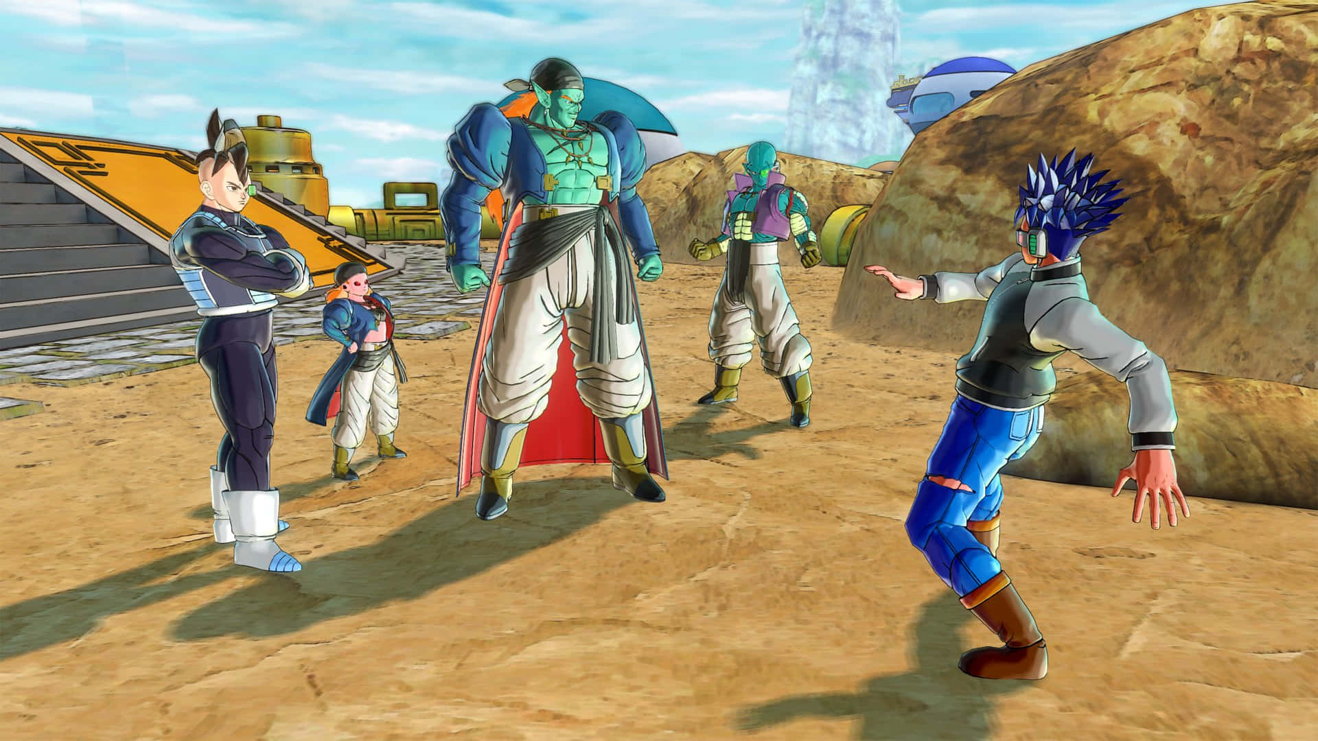 Dragon Ball Xenoverse 2, desert arena, bright blue sky, Full HD Desktop Wallpaper