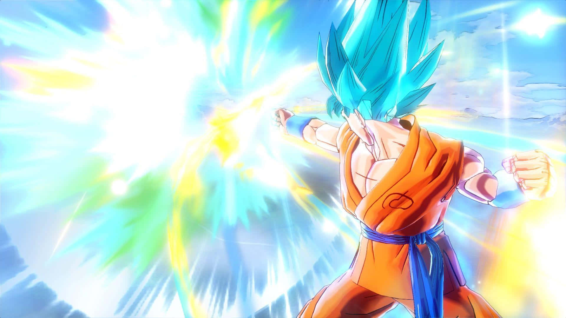 Dragon Ball Xenoverse, blue-haired anime warrior, orange gi, Full HD Desktop Wallpaper