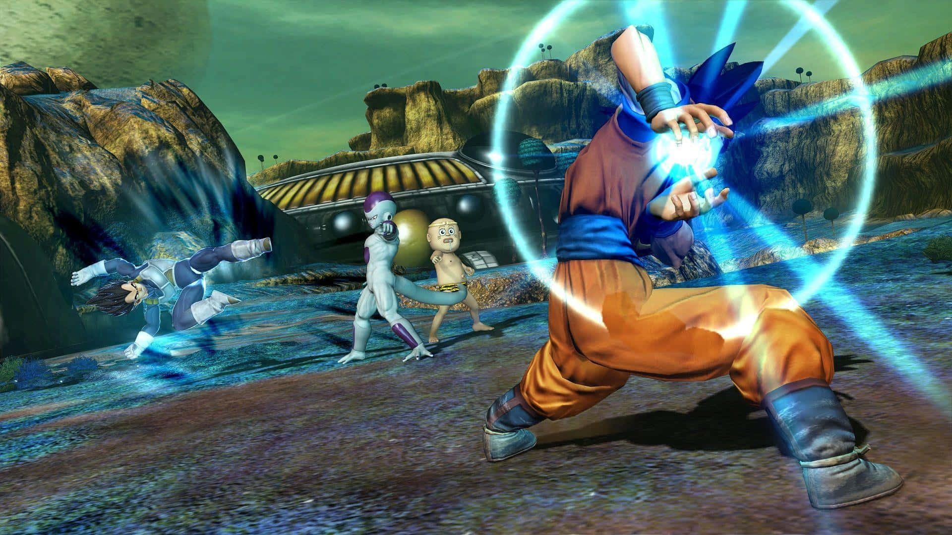 Dragon Ball Xenoverse, orange pants, blue energy, Full HD Desktop Wallpaper