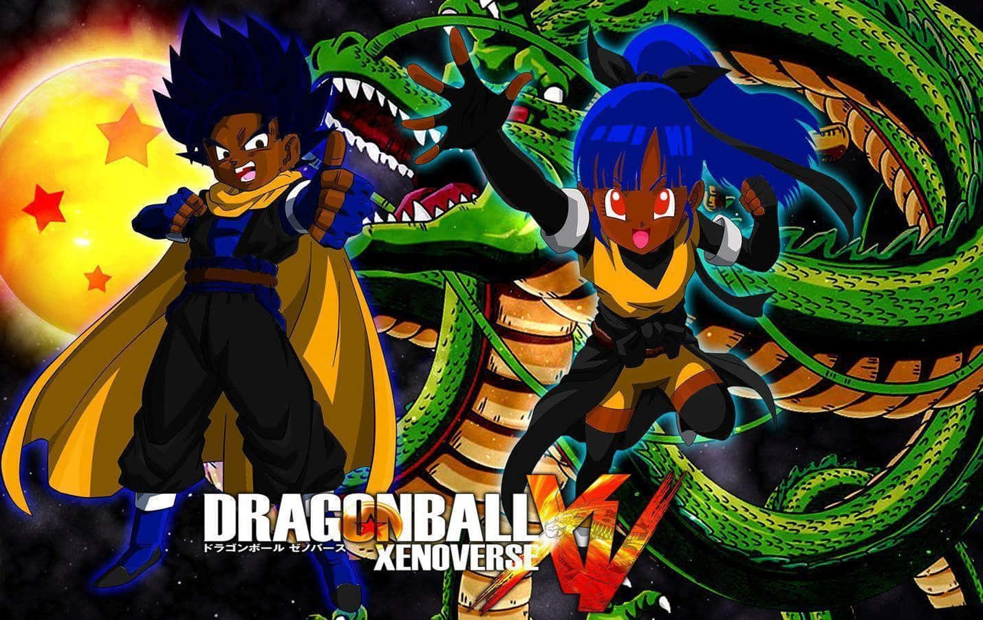 Dragon Ball Xenoverse, anime warriors, giant green dragon, HD Desktop Wallpaper