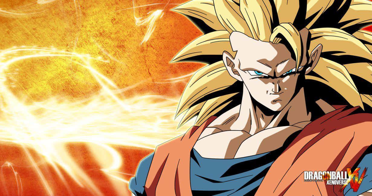Dragon Ball Xenoverse, spiky golden hair, blue eyes, SD Desktop Wallpaper