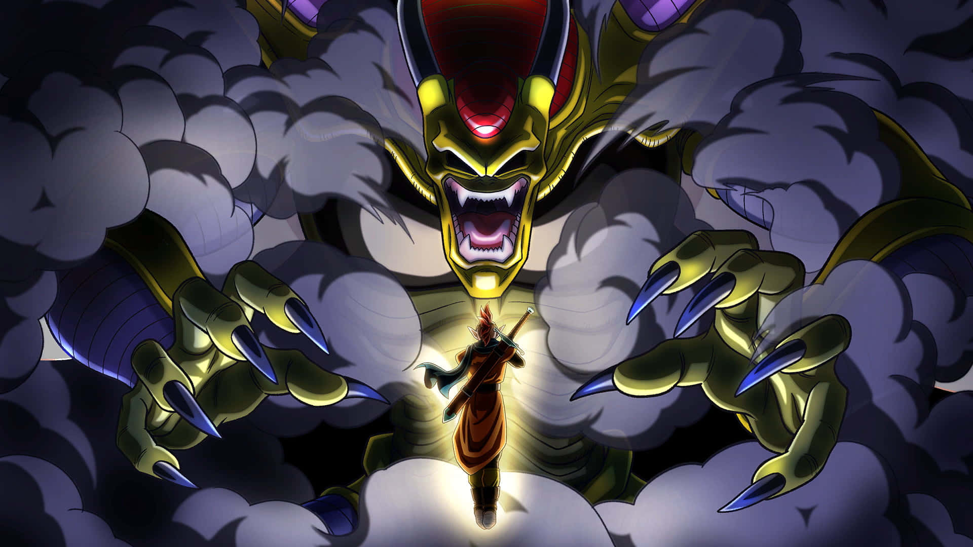 Dragon Ball Xenoverse, golden dragon, glowing red eyes, Full HD Desktop Wallpaper