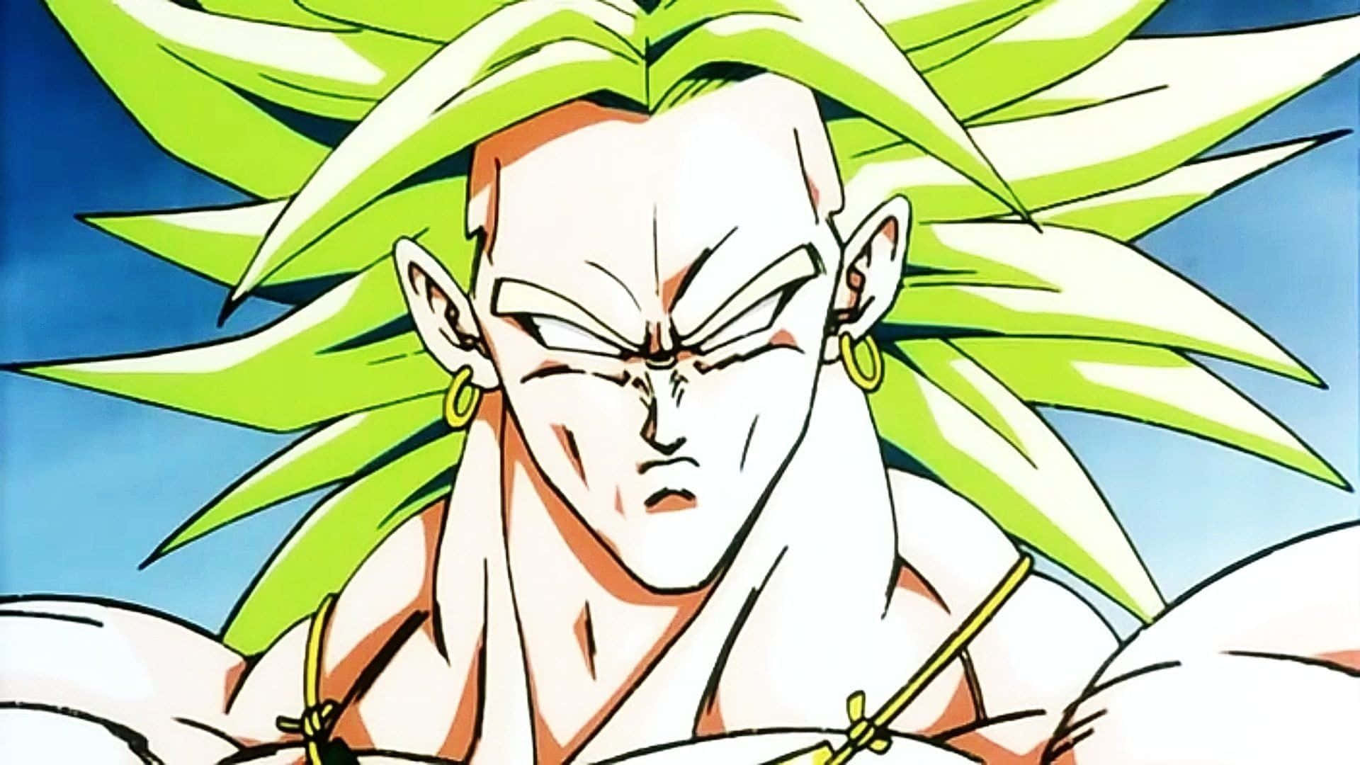 Dragon Ball Z Broly, spiky green hair, intense eyes, Full HD Desktop Wallpaper
