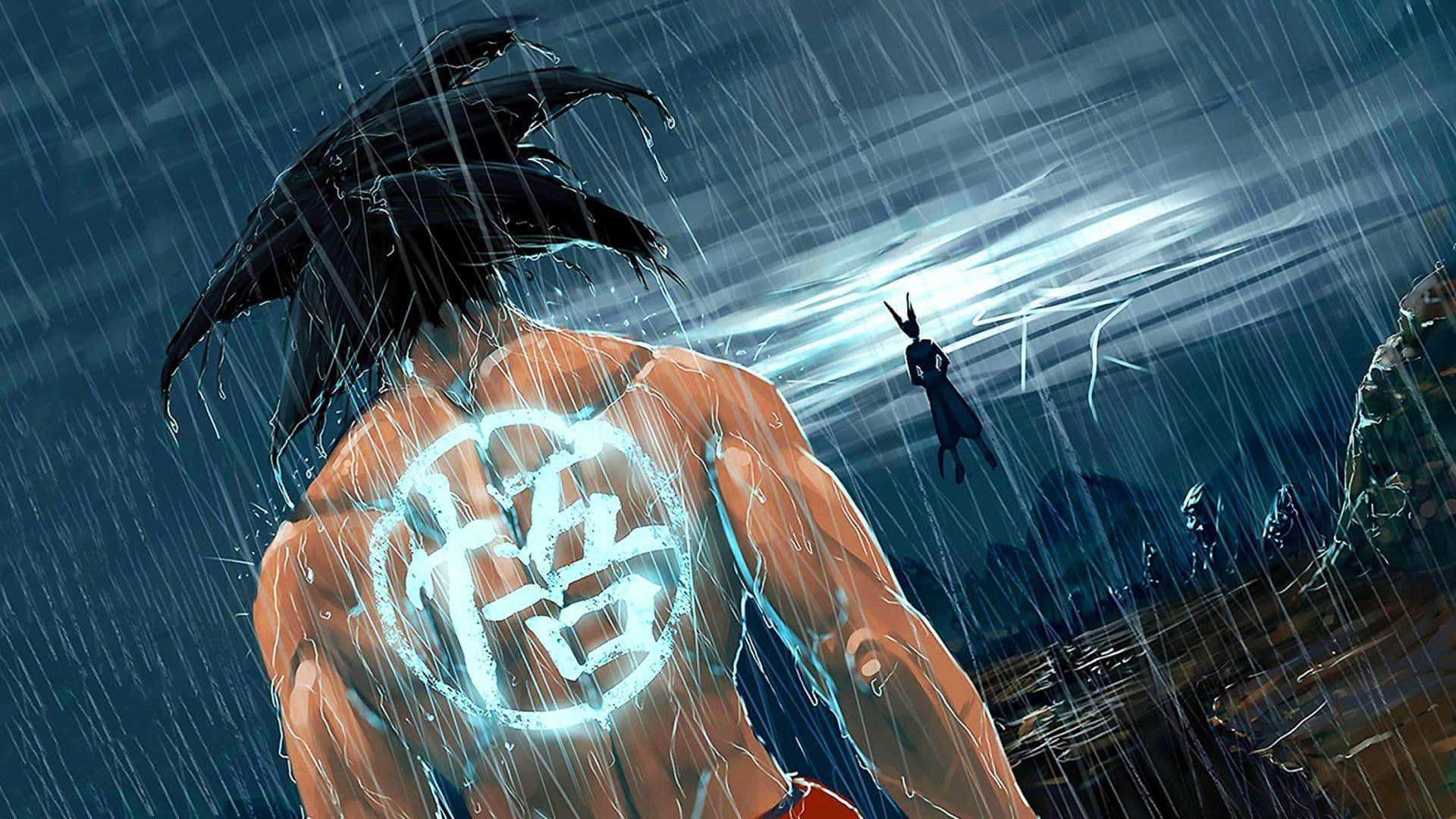 Dragon Ball Z Broly, legendary Super Saiyan, glowing kanji tattoo, Full HD Desktop Wallpaper
