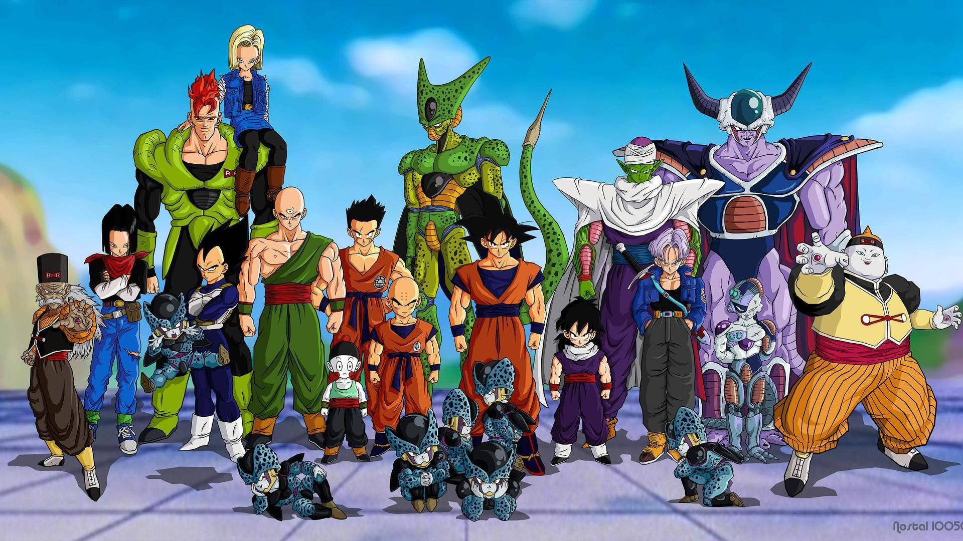 Dragon Ball Z, anime group shot, tiled platform, Full HD Desktop Wallpaper