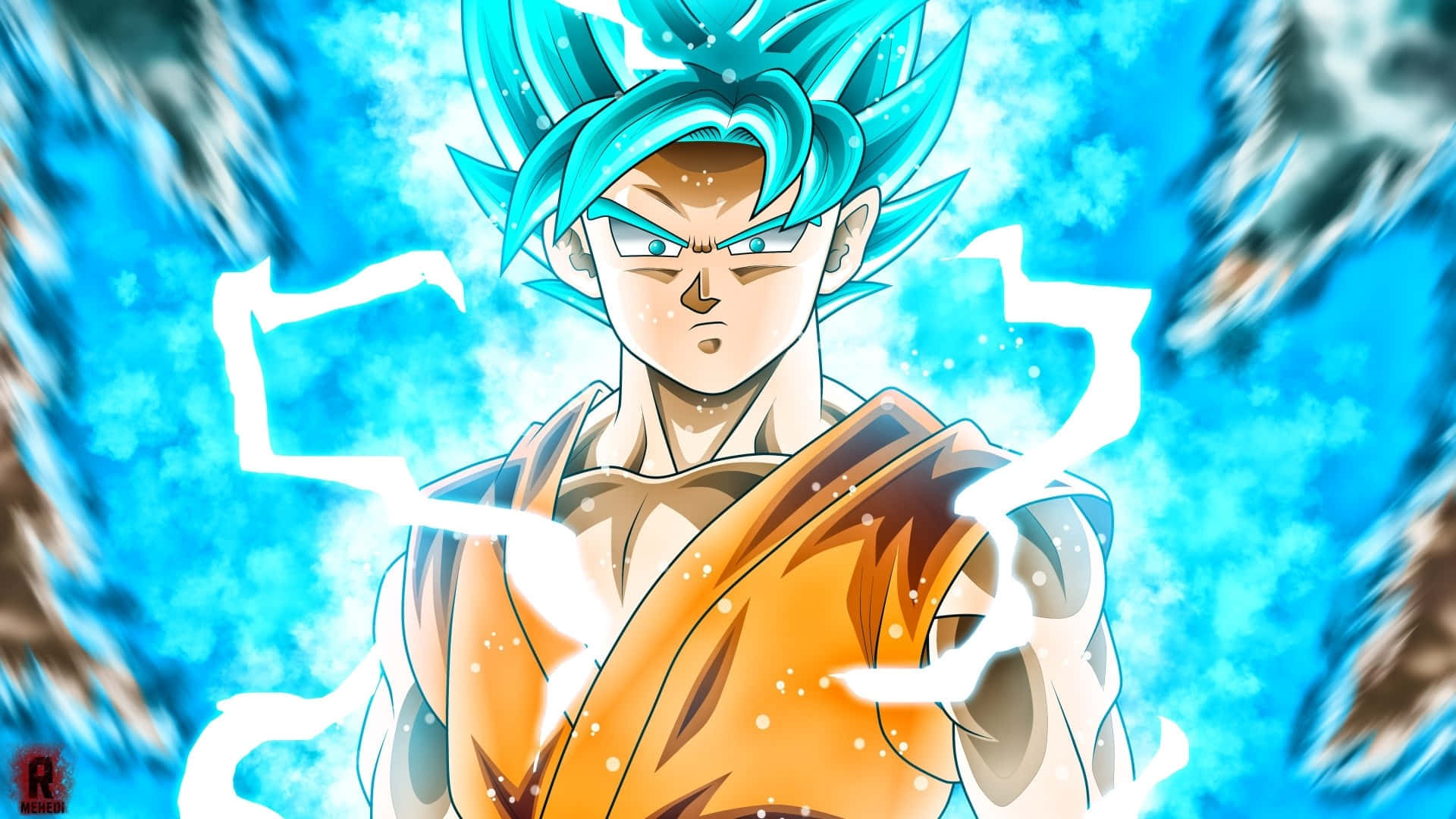 Dragon Ball Z, Super Saiyan Blue, spiky blue hair, Full HD Desktop Wallpaper