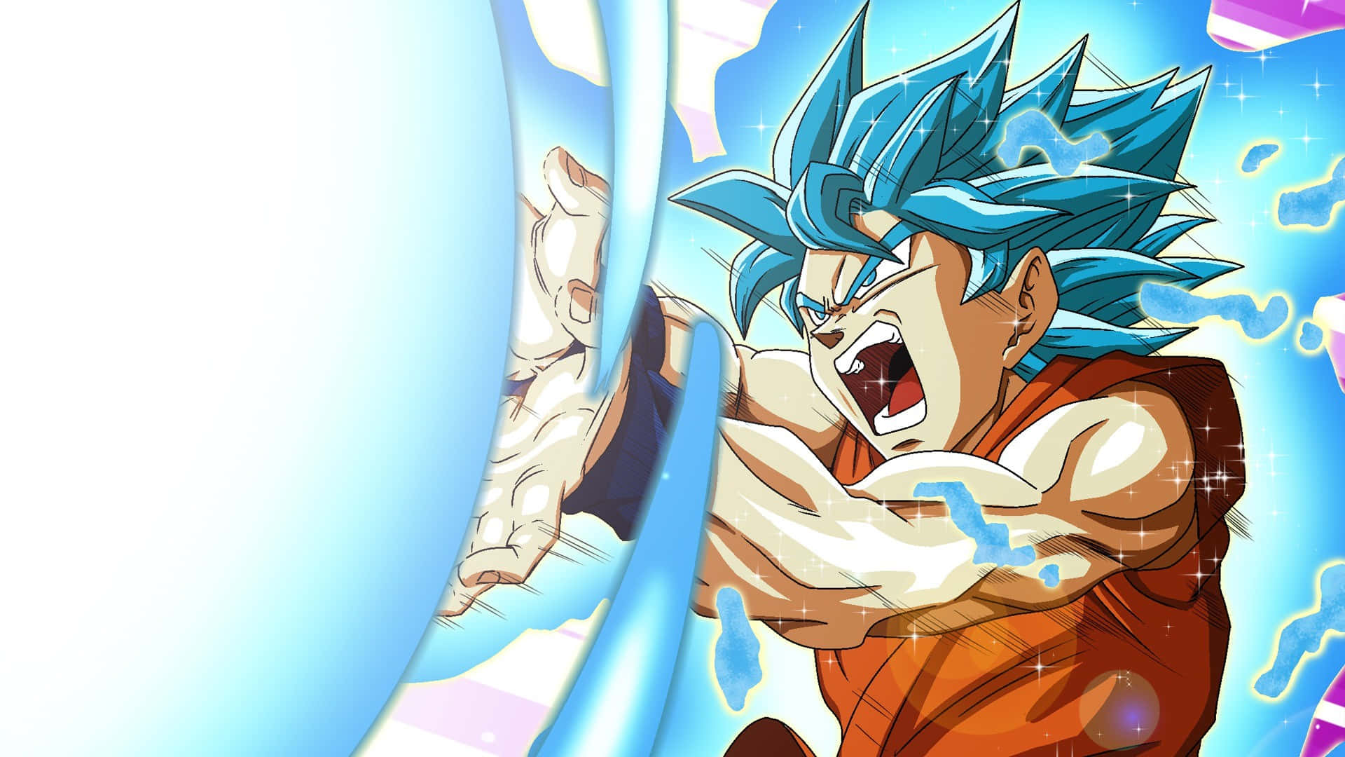 Dragon Ball Z Super Saiyan, spiky blue hair, orange gi, Full HD Desktop Wallpaper