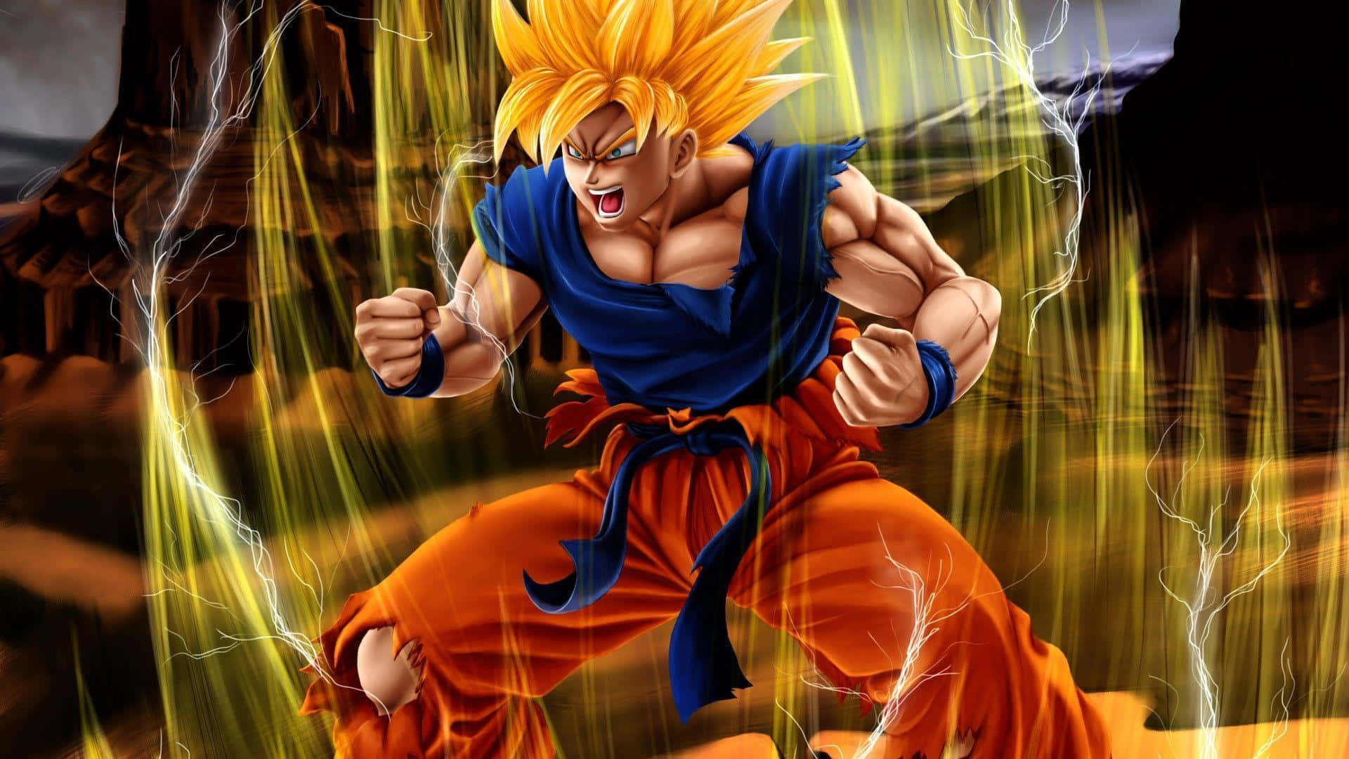 Dragon Ball Z, Super Saiyan, spiky golden hair, Full HD Desktop Wallpaper