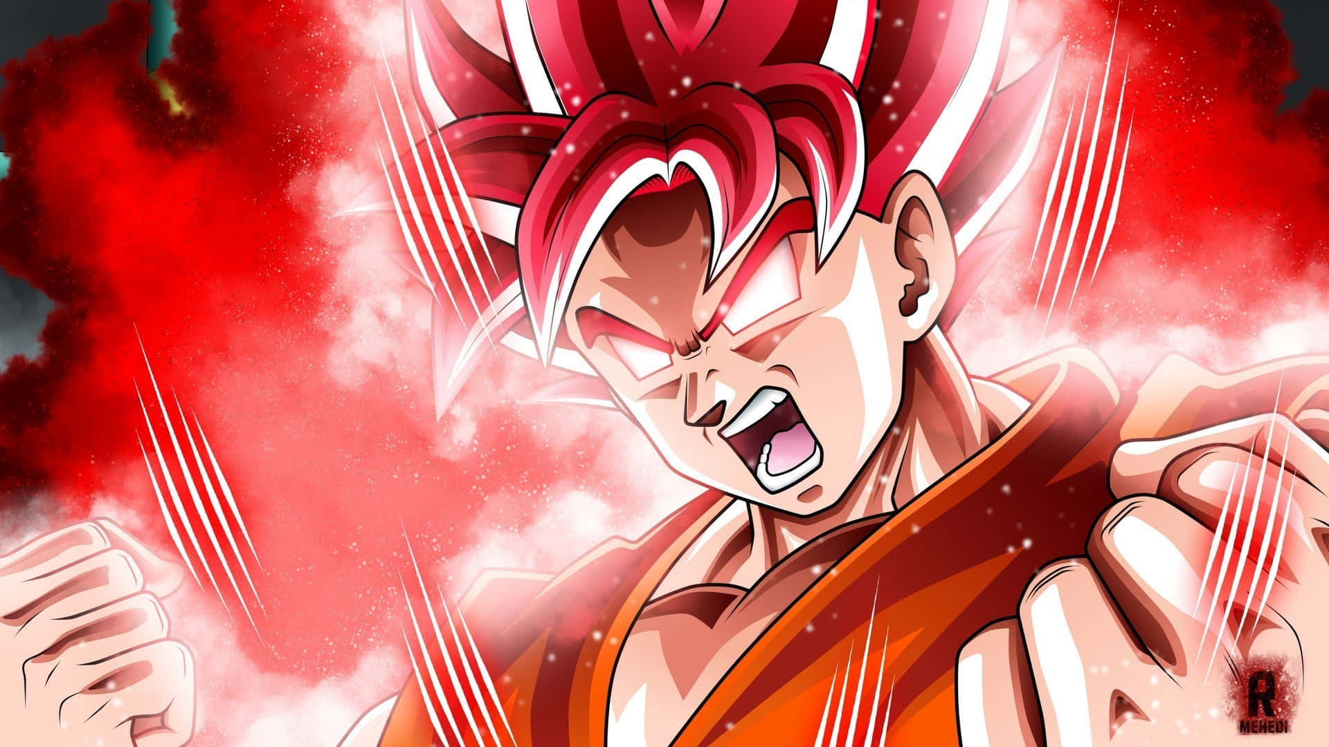 Dragon Ball Z, Super Saiyan, red and white spiky hair, Full HD Desktop Wallpaper