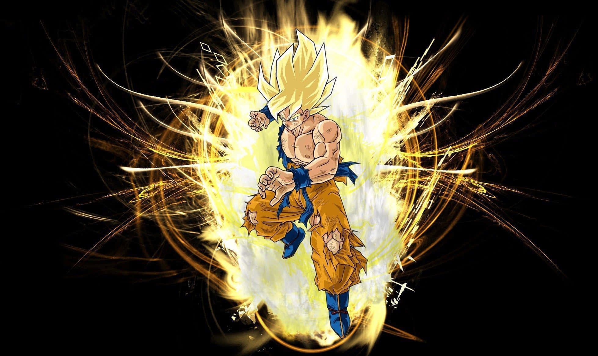 Dragon Ball Z Super Saiyan, muscular anime warrior, spiky golden hair, Full HD Desktop Wallpaper