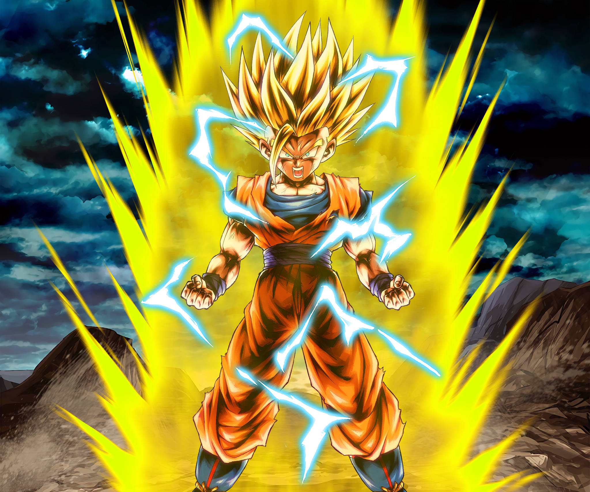 Dragon Ball Z, Super Saiyan, spiky golden hair, Full HD Desktop Wallpaper