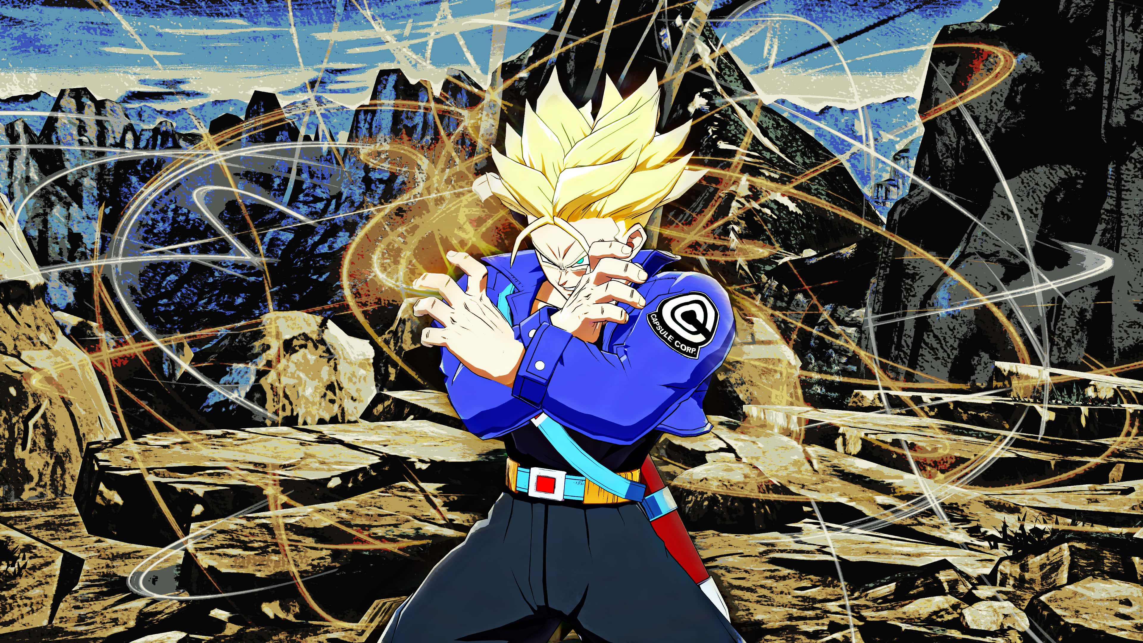 Dragon Ball Z Trunks, spiky-haired anime warrior, blue uniform, 4K Desktop Wallpaper
