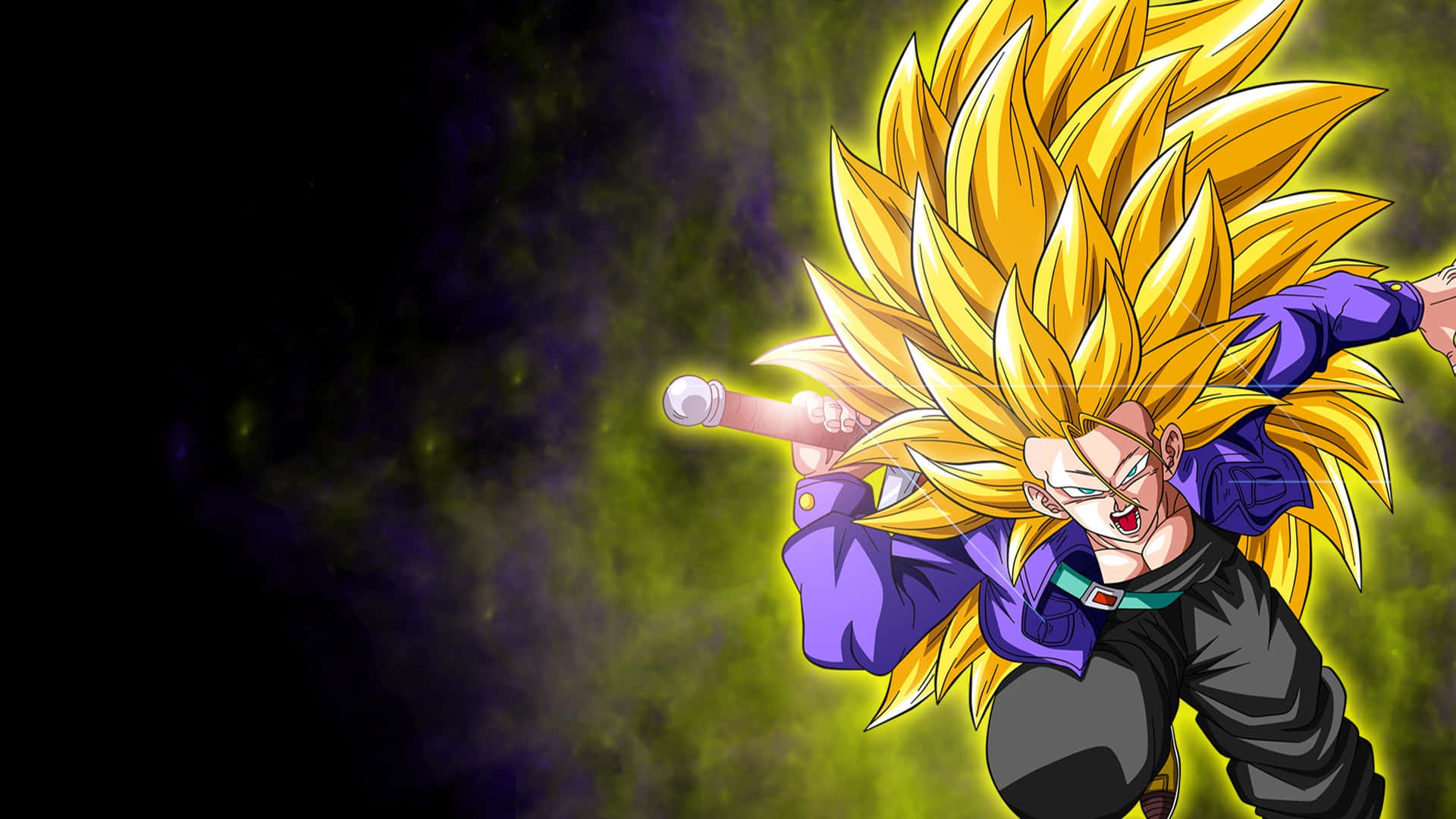 Dragon Ball Z Trunks, spiky golden hair, purple outfit, Full HD Desktop Wallpaper