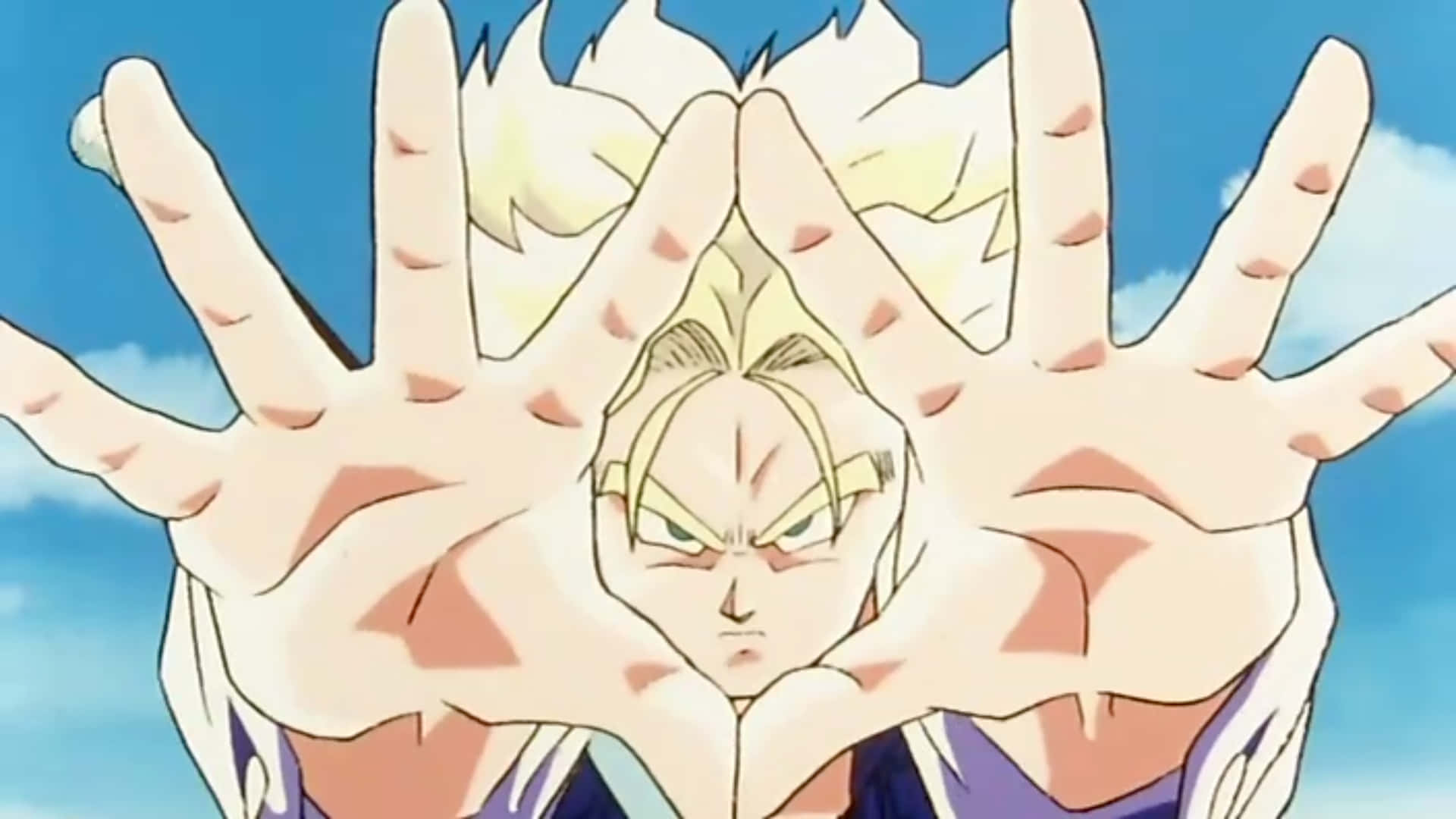 Dragon Ball Z Trunks, spiky blonde hair, intense eyes, Full HD Desktop Wallpaper
