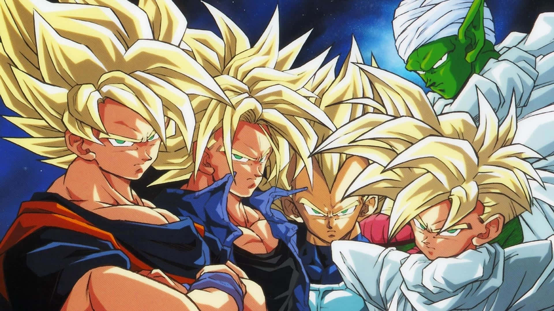 Dragon Ball Z Trunks, Saiyan warriors, spiky golden hair, Full HD Desktop Wallpaper