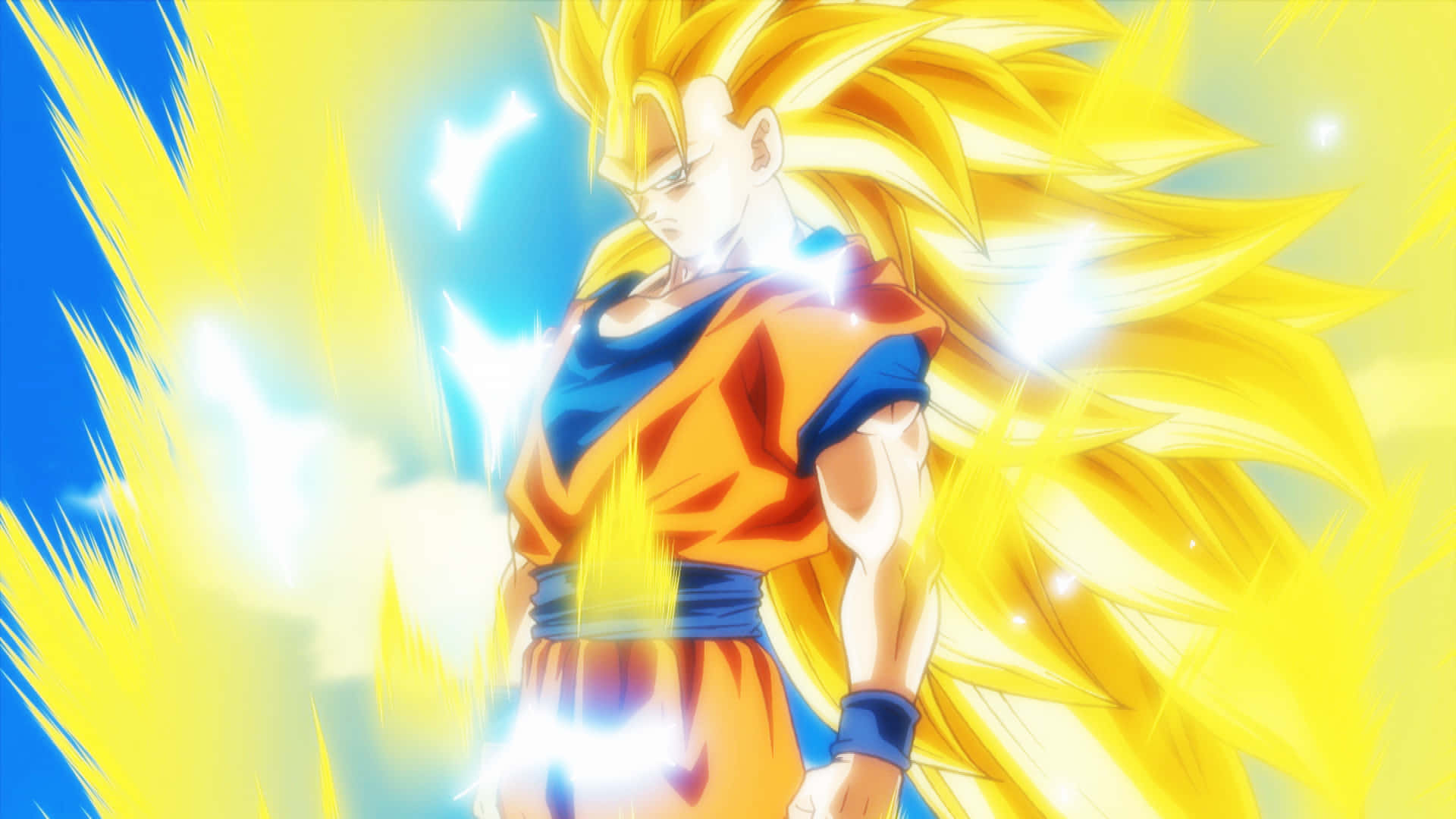 Dragon Ball Z Trunks, spiky golden hair, glowing aura, Full HD Desktop Wallpaper
