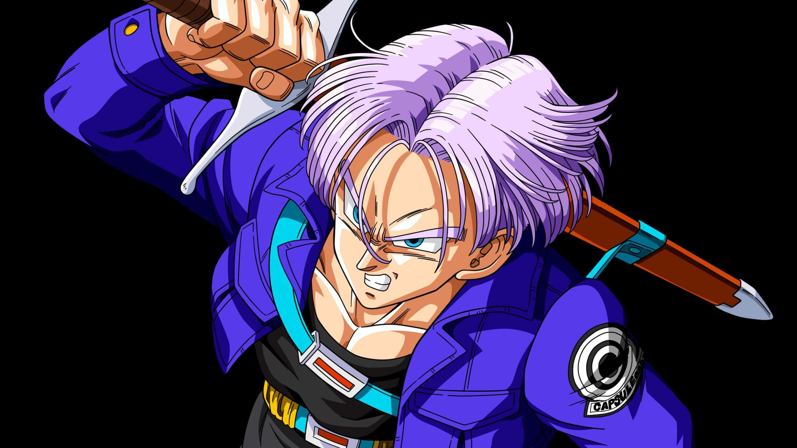 Dragon Ball Z Trunks, purple hair, blue eyes, 2K Desktop Wallpaper