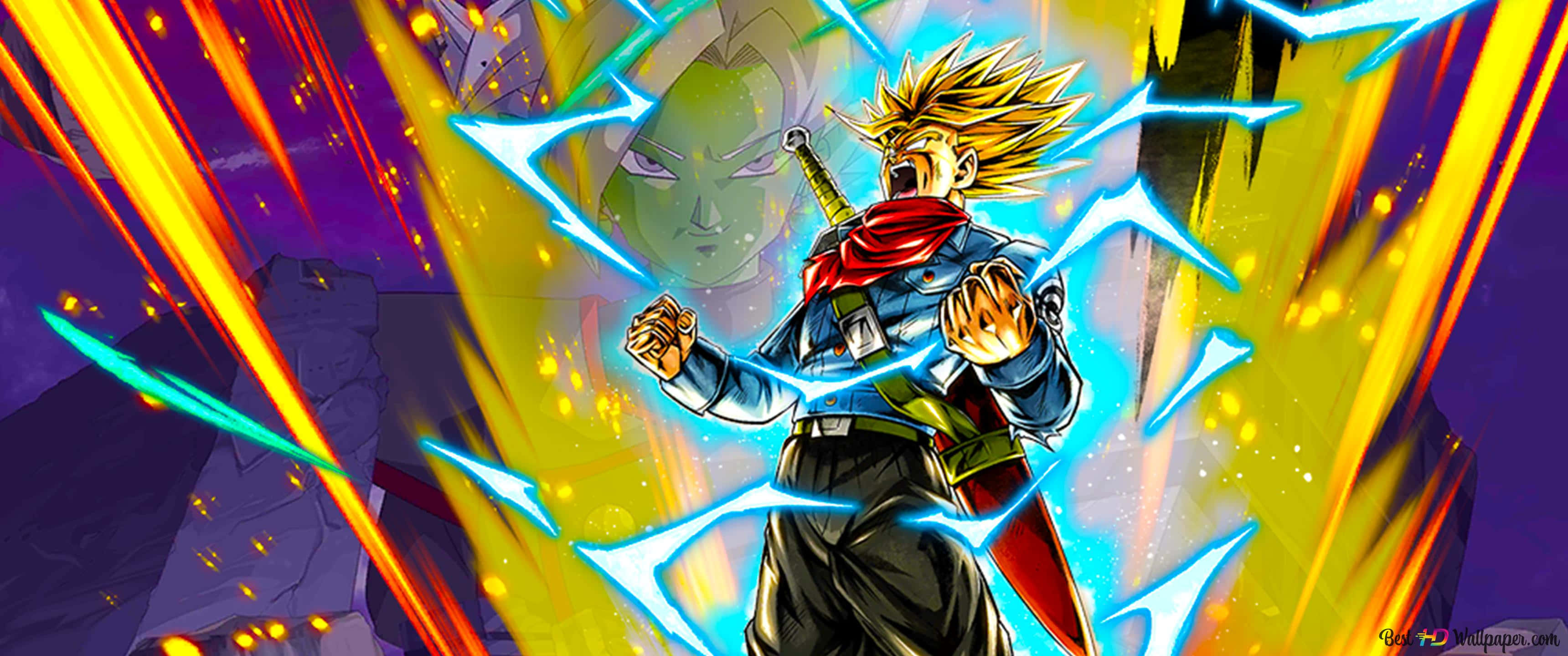 Dragon Ball Z Trunks, blue armor, blue energy blasts, 2K Desktop Wallpaper