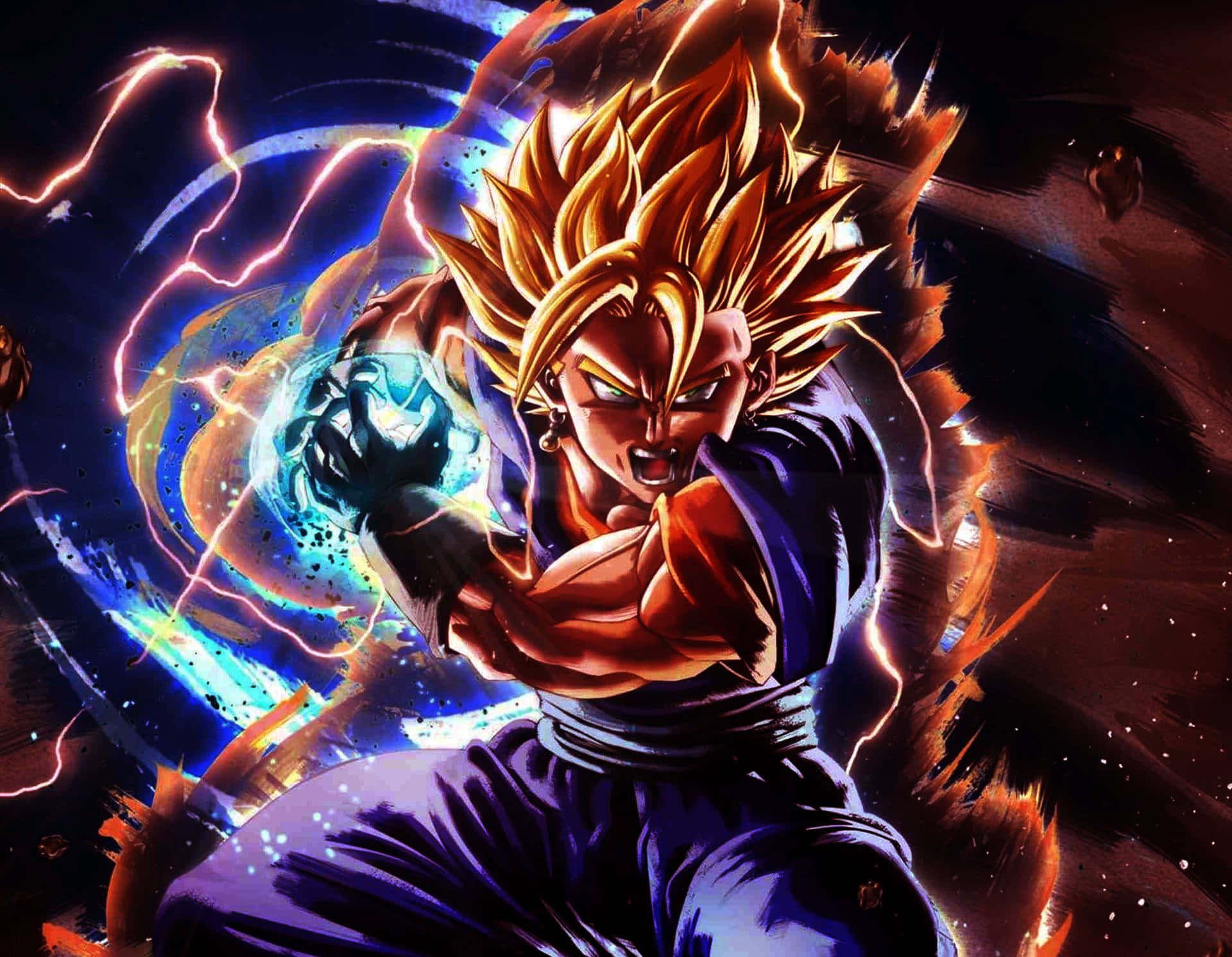 Dragon Ball Z, spiky golden hair, glowing blue energy sphere, Full HD Desktop Wallpaper