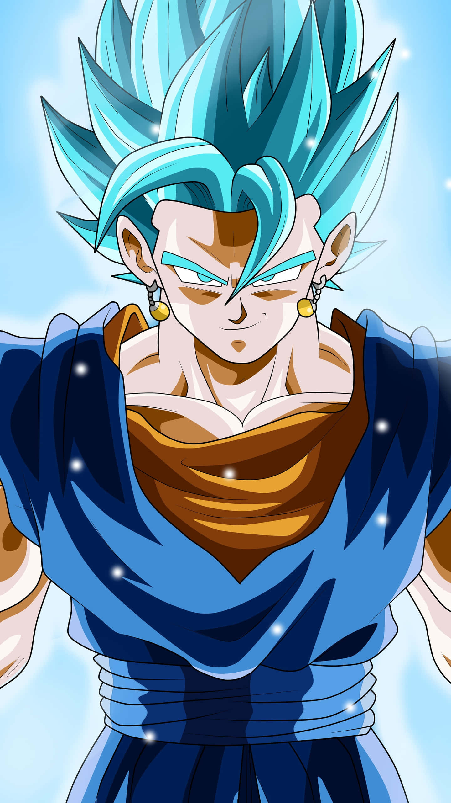 Dragon Ball Z, spiky blue hair, glowing eyes, 2K Phone Wallpaper
