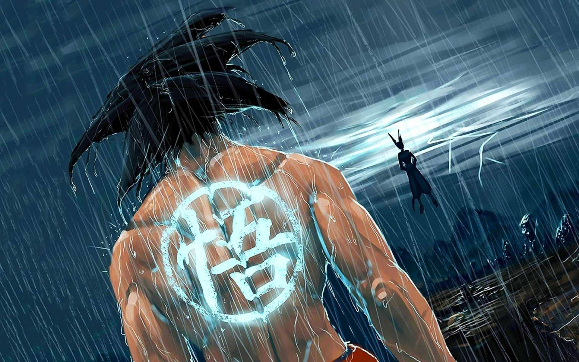 Dragon Ball Z, anime warrior, glowing kanji tattoo, Full HD Desktop Wallpaper