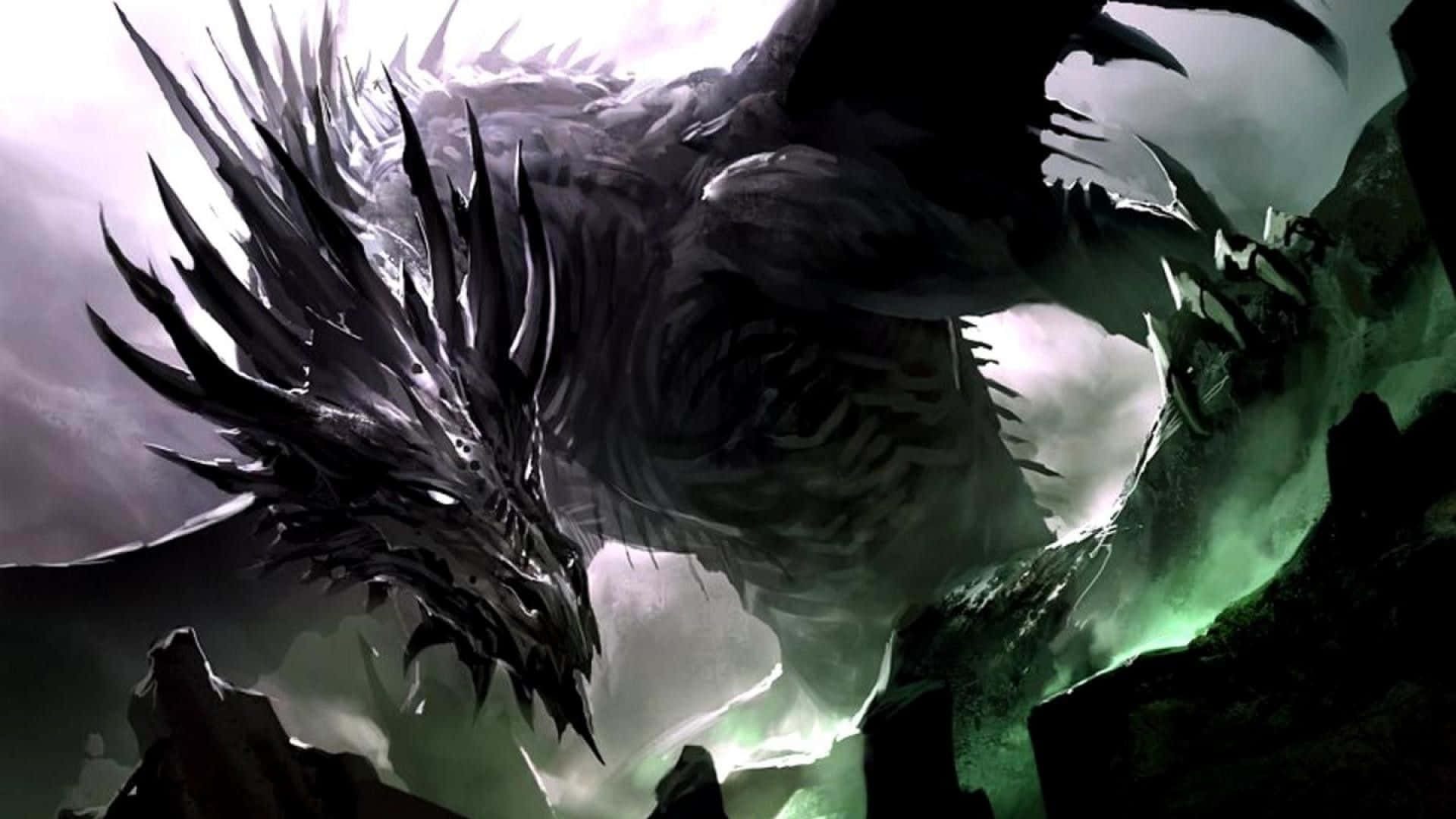 Dragon Dance, intense blue dragon, spiked wings, Full HD Desktop Wallpaper