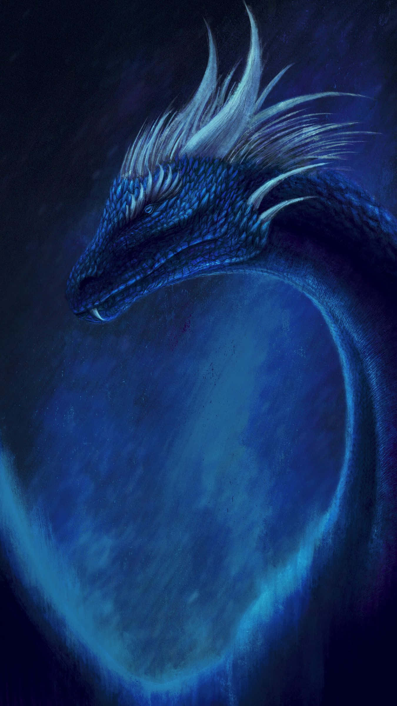 blue dragon, glowing eyes, spiky mane, Full HD Phone Wallpaper