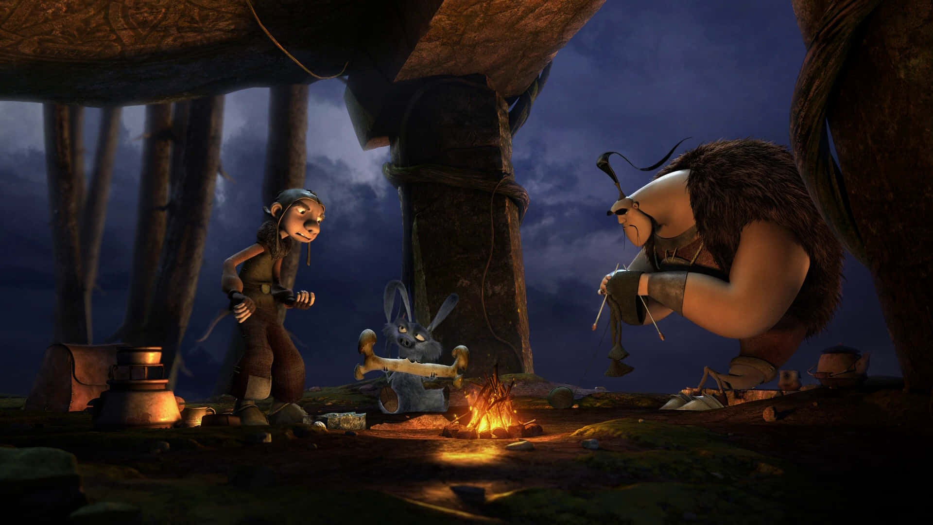 Dragon Hunters, bonfire, night, Full HD Desktop Wallpaper